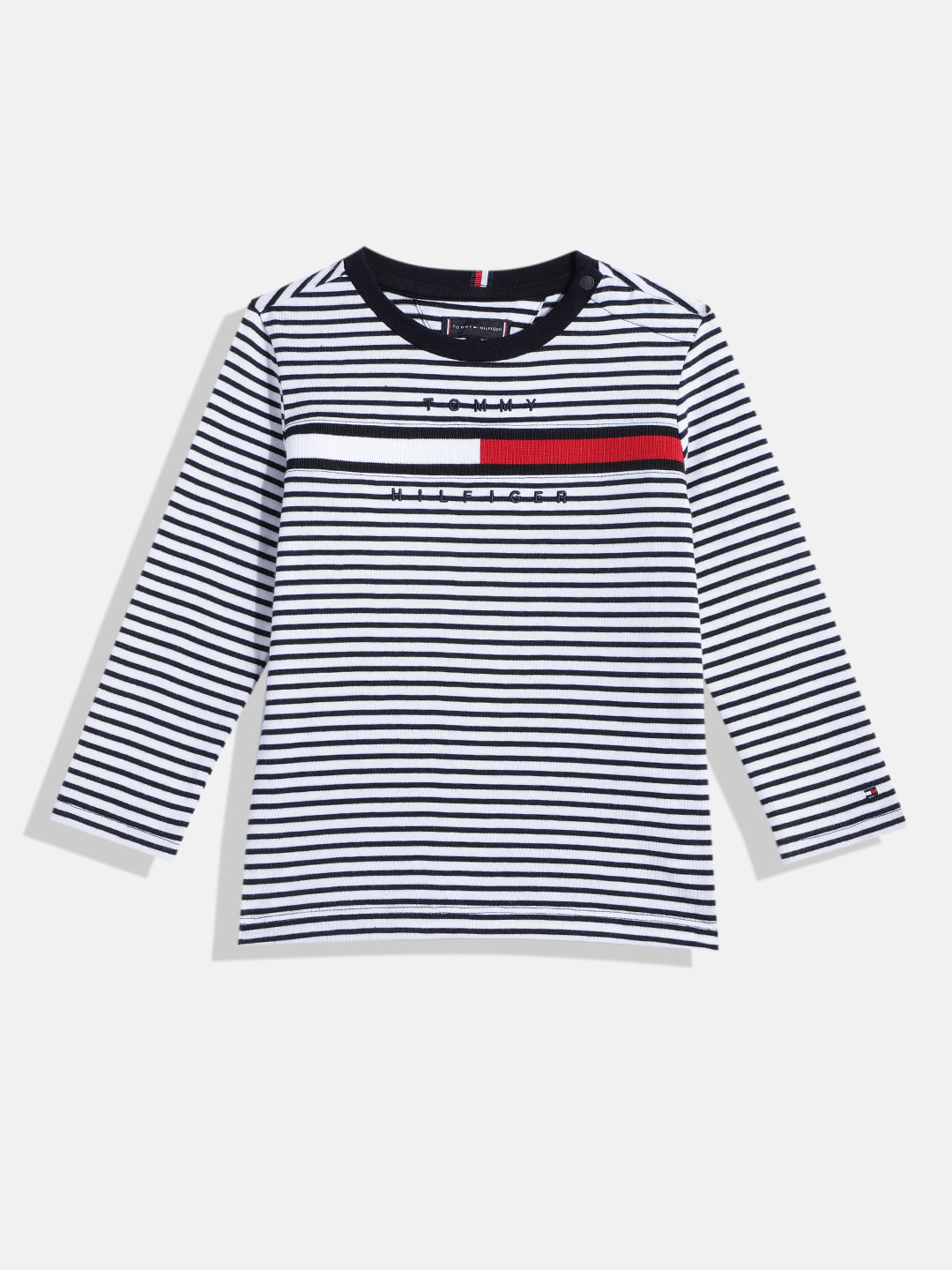 

Tommy Hilfiger Boys Striped Pure Cotton T-shirt, White
