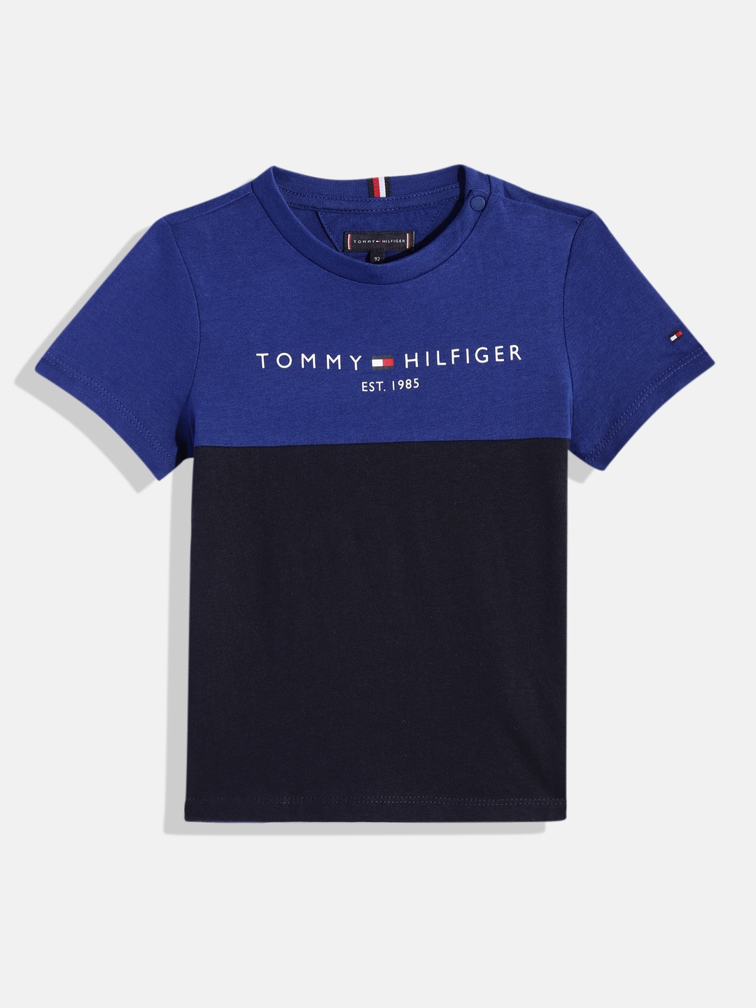 

Tommy Hilfiger Boys Colourblocked Pure Cotton Sustainable T-shirt, Black