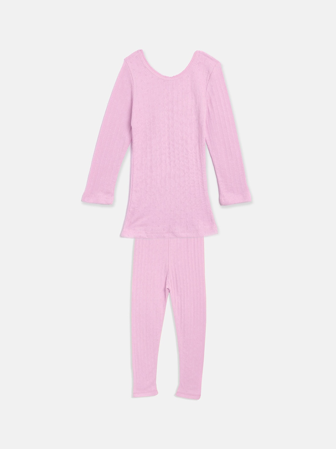 

Kanvin Girls Striped Round Neck Thermal Set, Pink