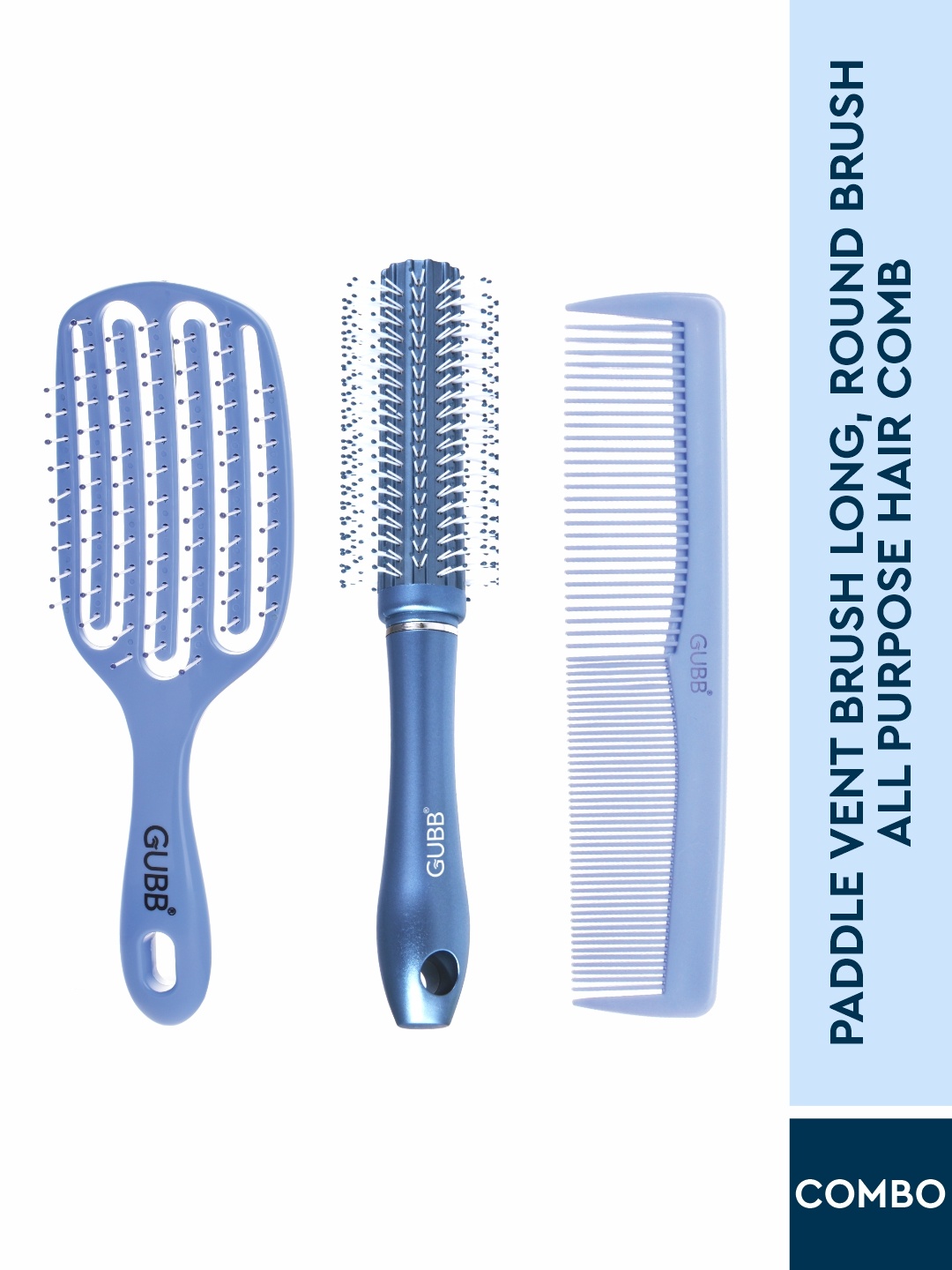 

GUBB Multipurpose Hair Brush & Comb, Blue