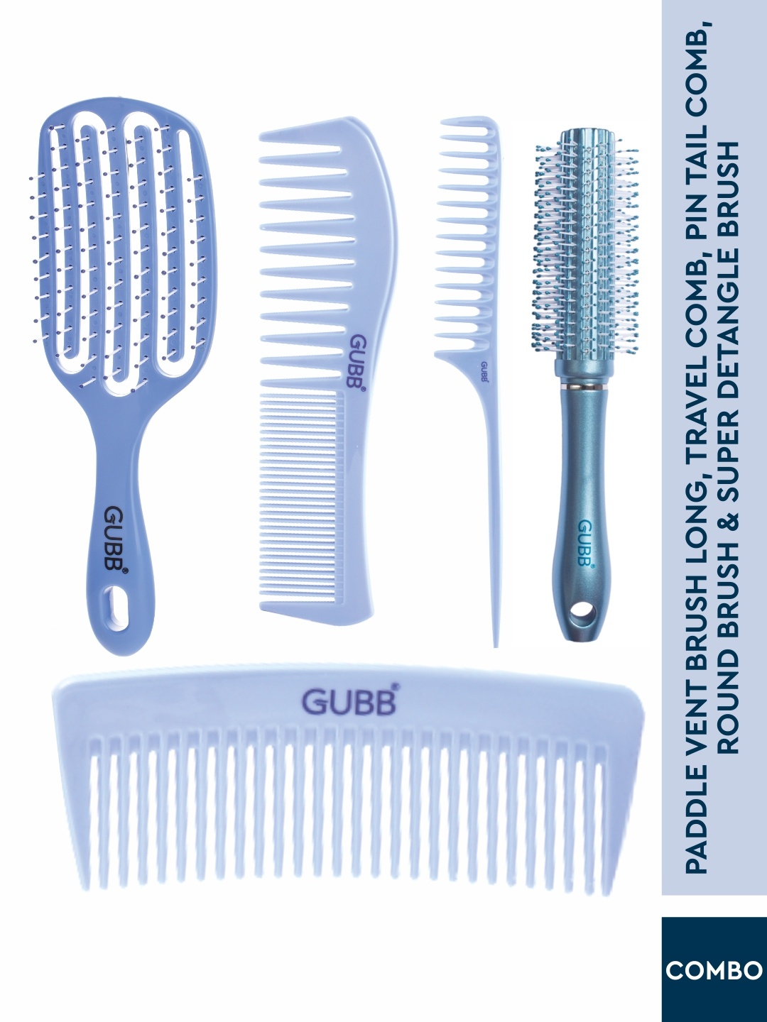 

GUBB Multipurpose Hair Brush & Comb, Blue