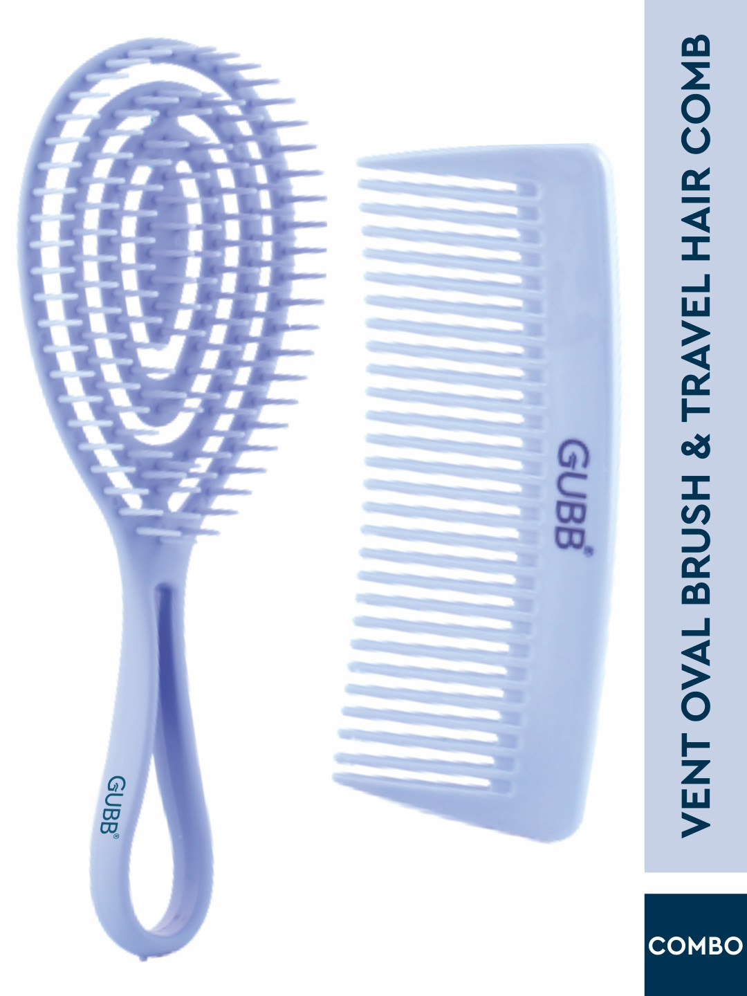 

GUBB Multipurpose Hair Brush - Vent Oval Brush + Travel Hair Comb, Blue