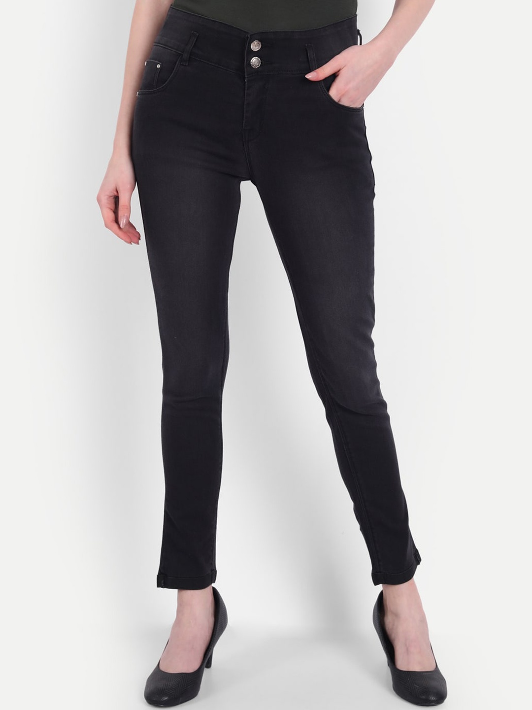 

BROADSTAR Women Skinny Fit High-Rise Stretchable Jeans, Black