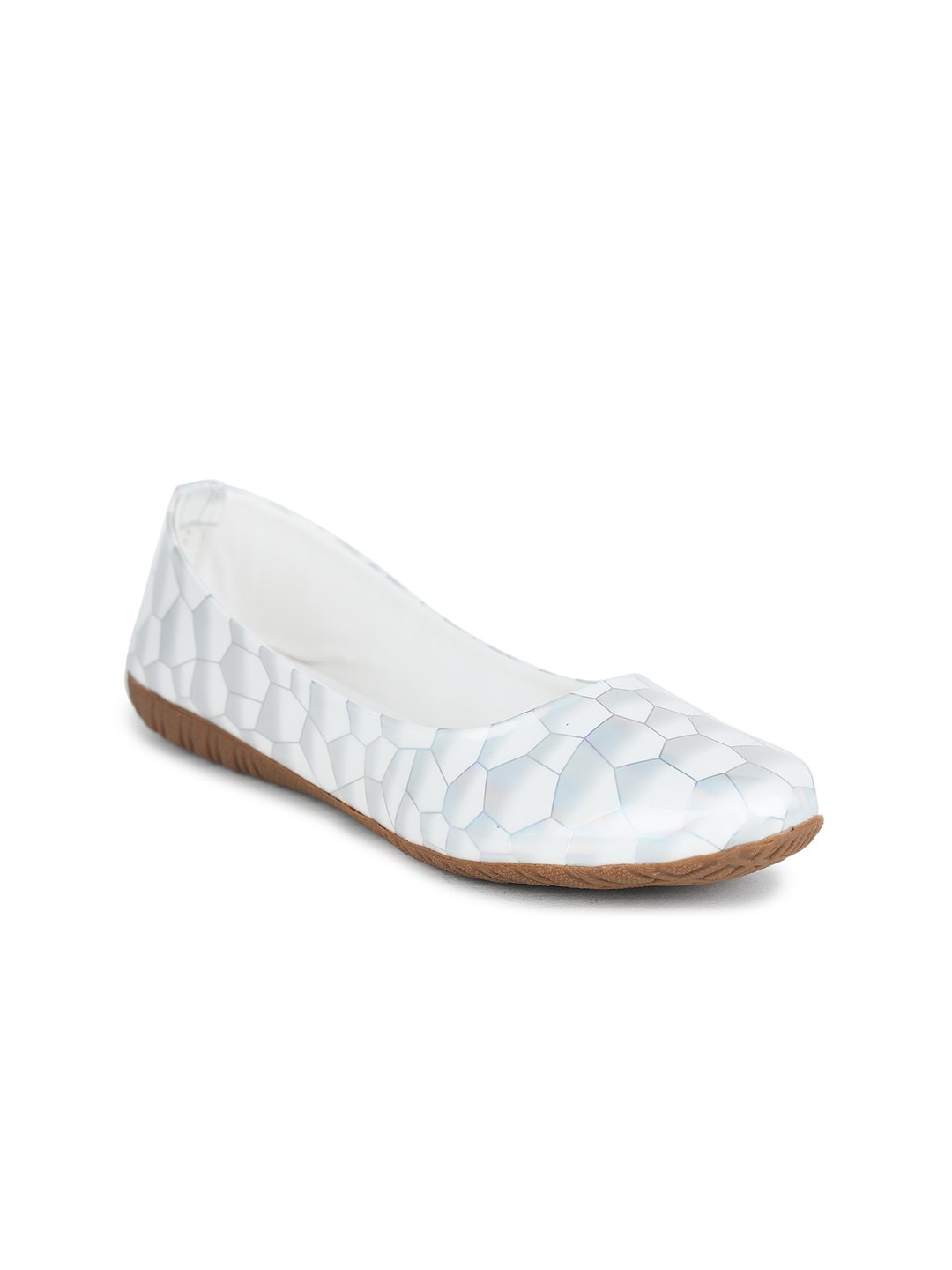 

Moonwalk Printed Round Toe Ballerinas, White