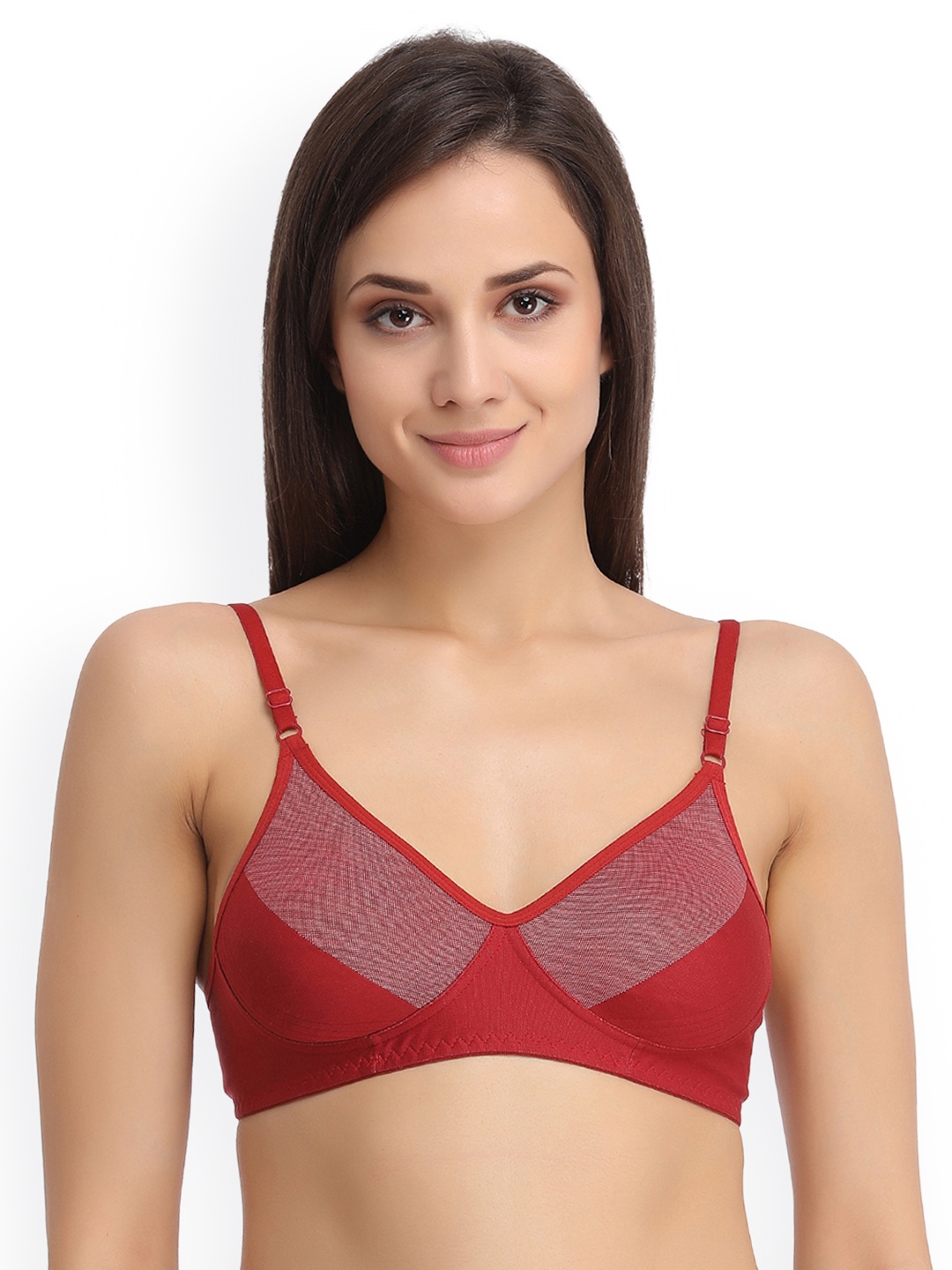 

Clovia Non-Padded Non-Wired Full Cup Denim Look Bra, Maroon