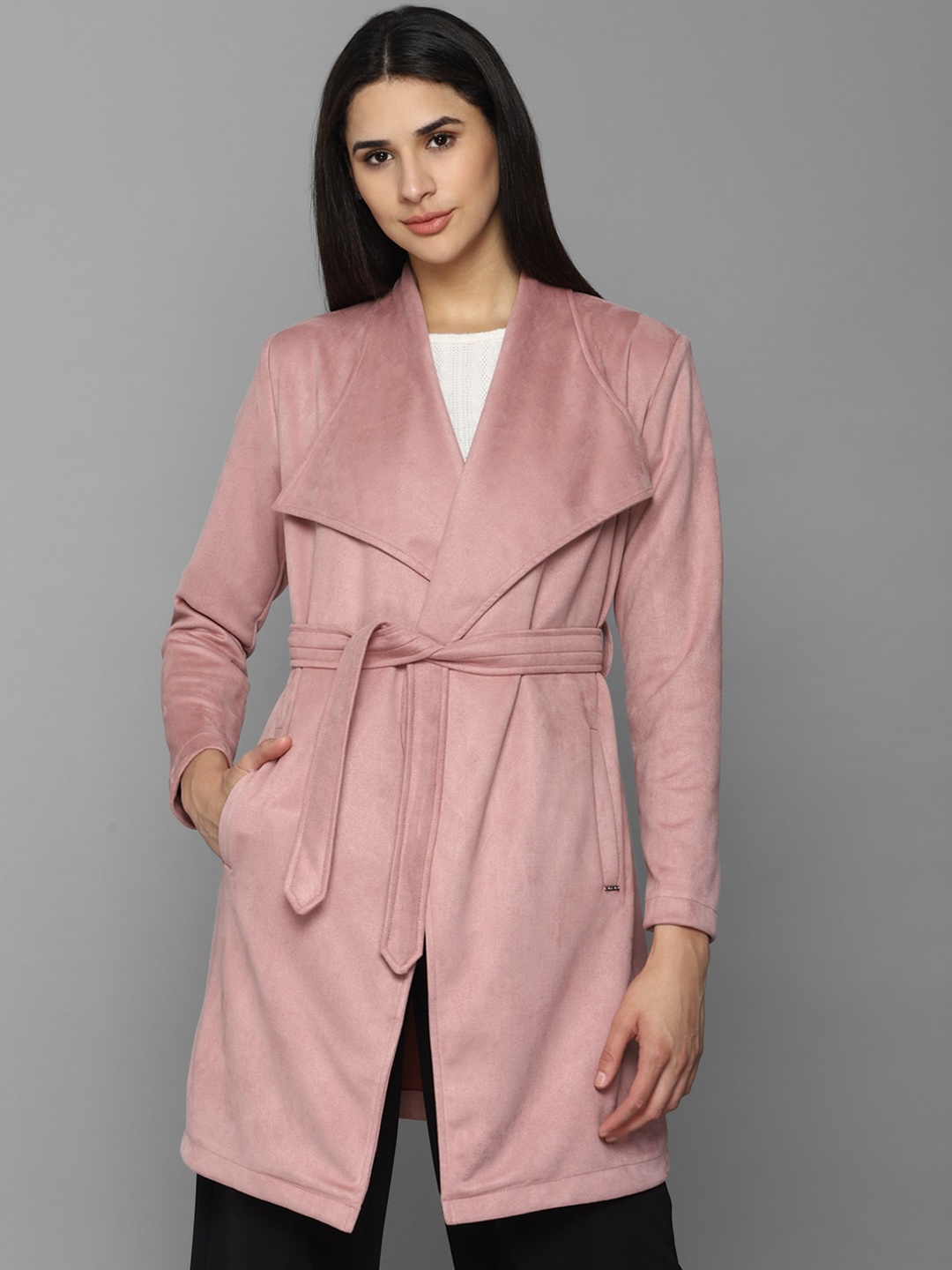

Allen Solly Woman Longline Front Open Cotton Jacket, Pink