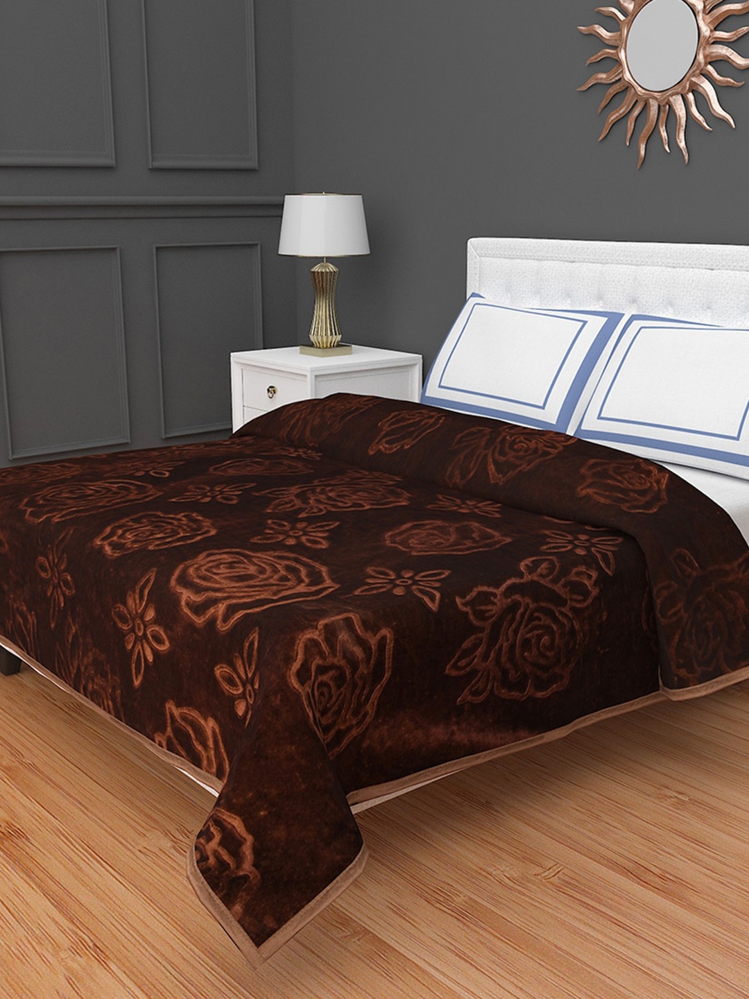 

Urban Magic Brown Floral Mild Winter 400 GSM Double Bed Blanket