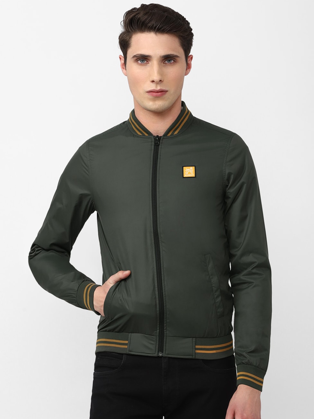 

Van Heusen ACADEMY Men Mock Collar Sporty Jacket, Grey