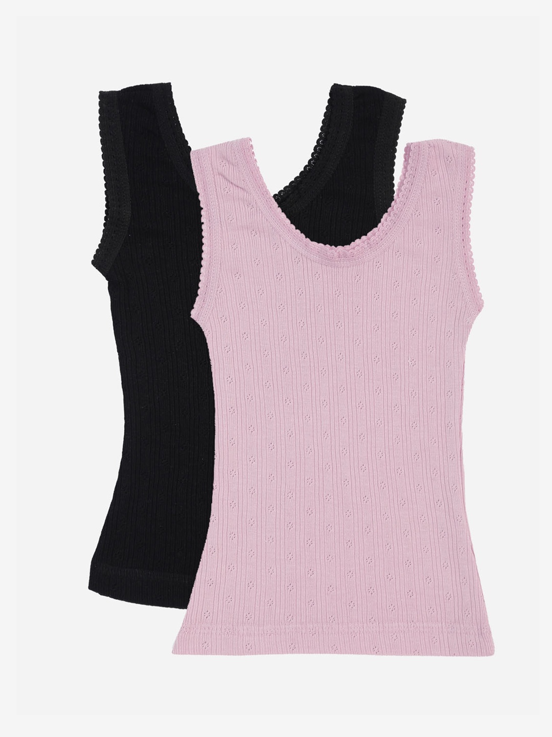 

Kanvin Girls Pack Of 2 Ribbed Thermal Tops, Pink