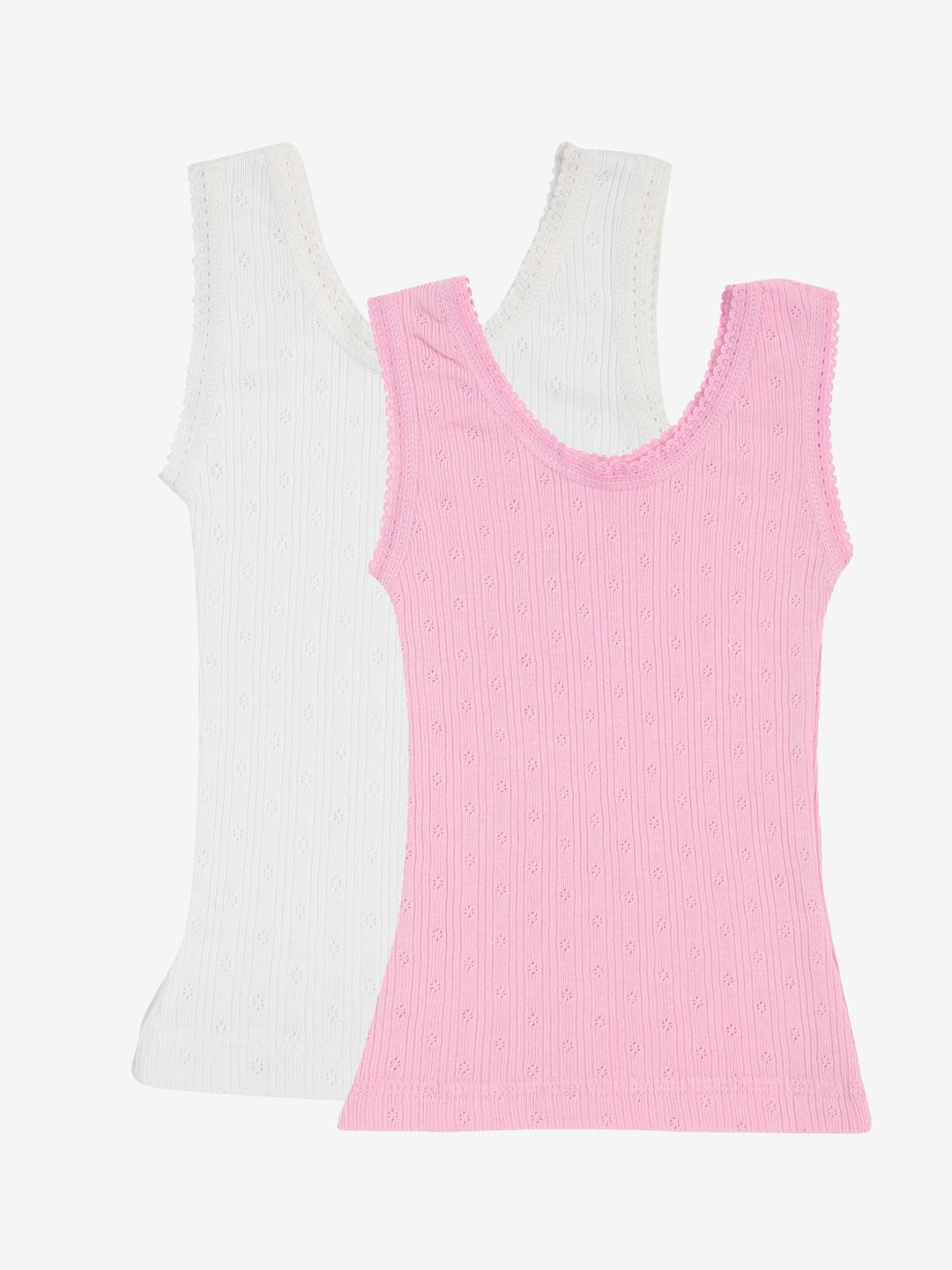 

Kanvin Girls Pack Of 2 Self Design Thermal Tops, Pink