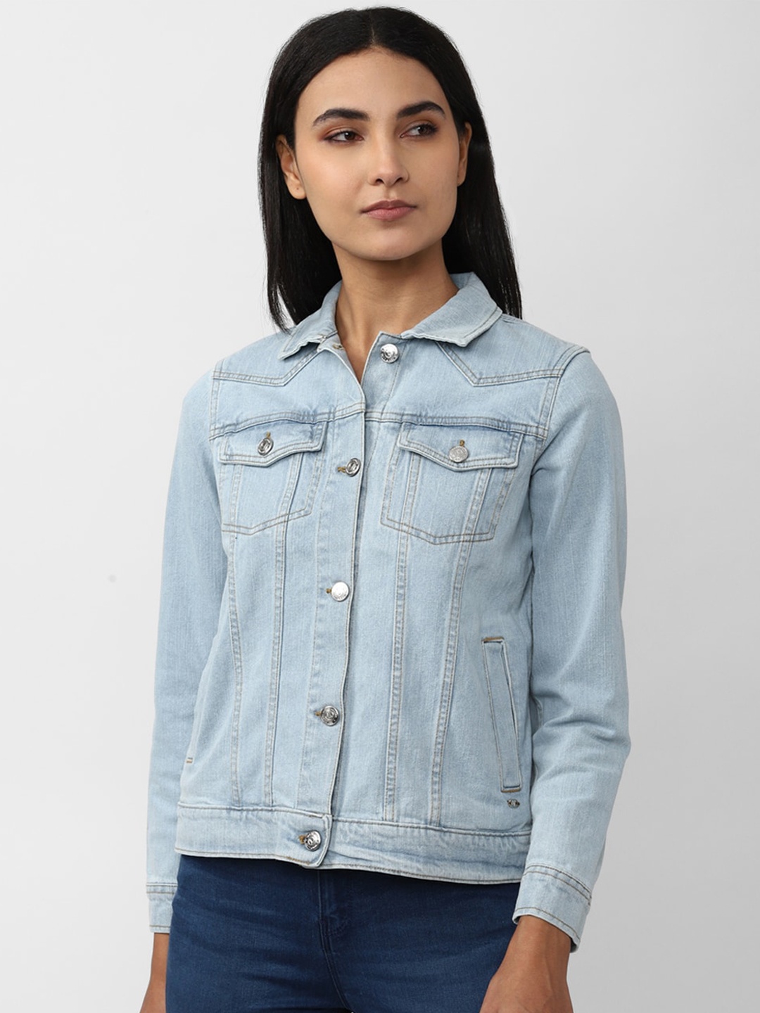 

Van Heusen Woman Washed Crop Cotton Denim Jacket, Blue