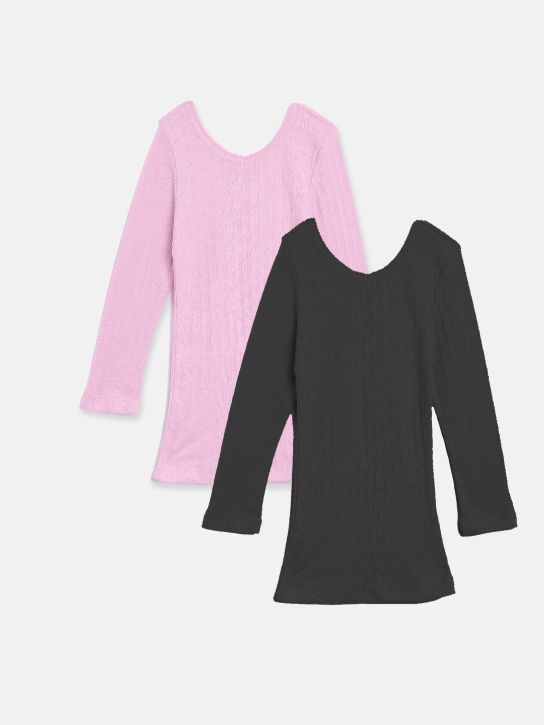 

Kanvin Girls Pack Of 2 Ribbed Thermal Tops, Pink