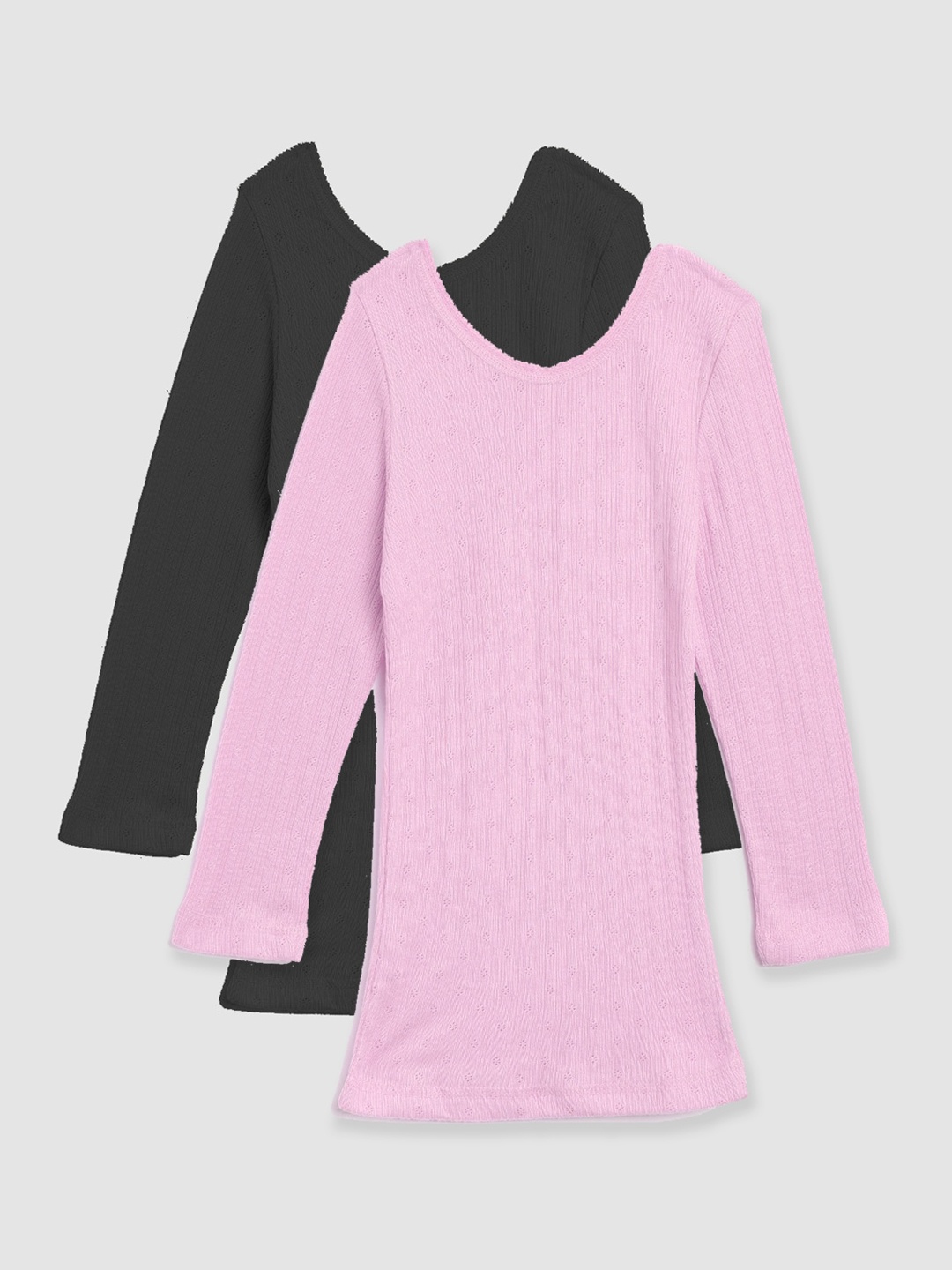 

Kanvin Girls Pack of 2 Ribbed Thermal Tops, Pink
