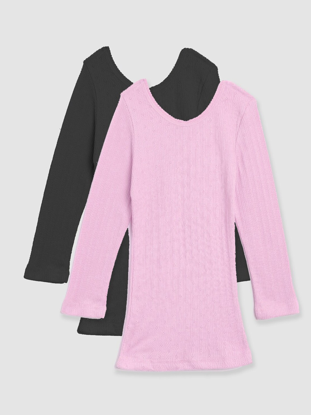 

Kanvin Girls Pack Of 2 Ribbed Thermal Tops, Pink