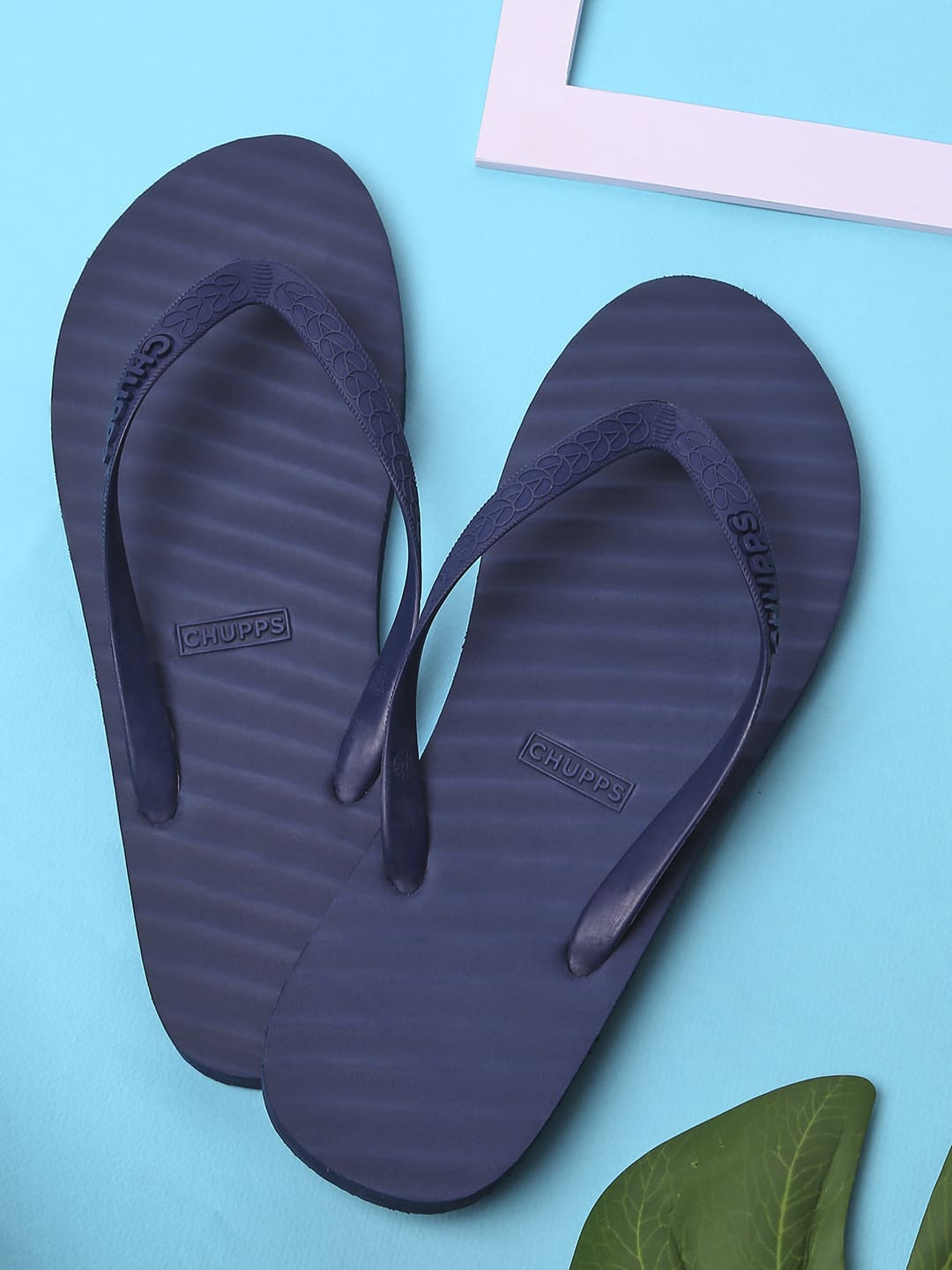 

CHUPPS Women Printed Rubber Thong Flip-Flops, Blue