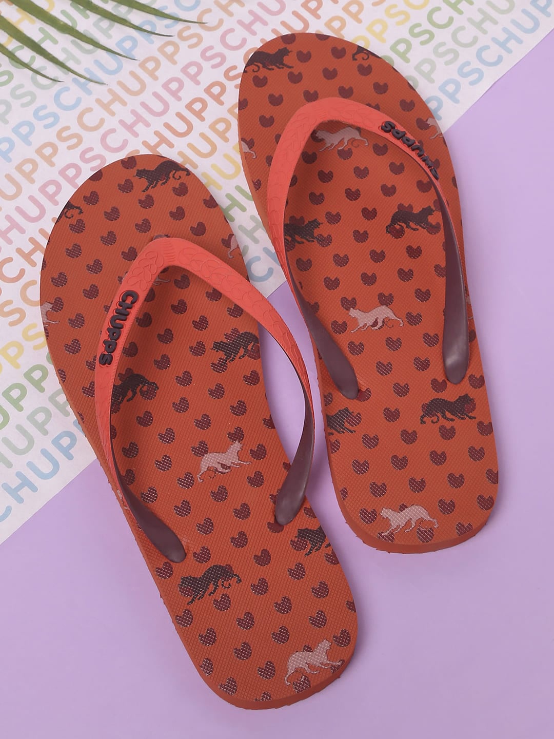 

CHUPPS Women Printed Rubber Thong Flip-Flops, Red