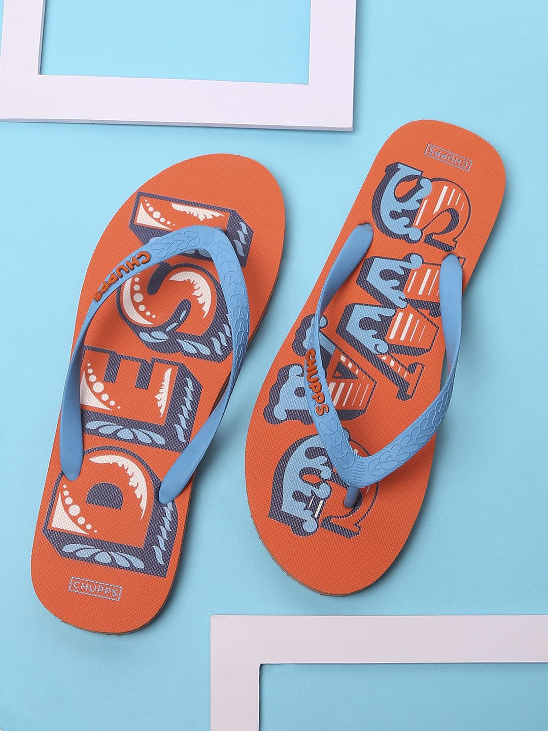 

CHUPPS Women Red & Blue Printed Rubber Thong Flip-Flops