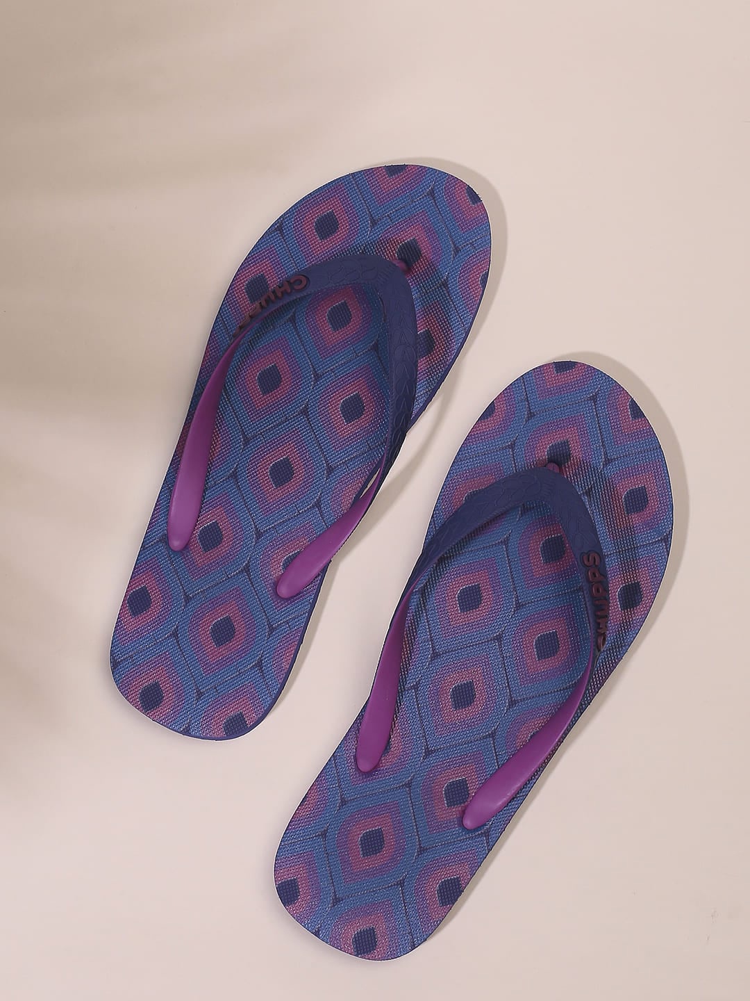 

CHUPPS Women Printed Rubber Thong Flip-Flops, Blue