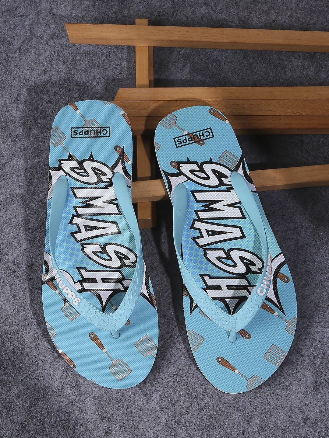 

CHUPPS Women Printed Rubber Thong Flip-Flops, Blue