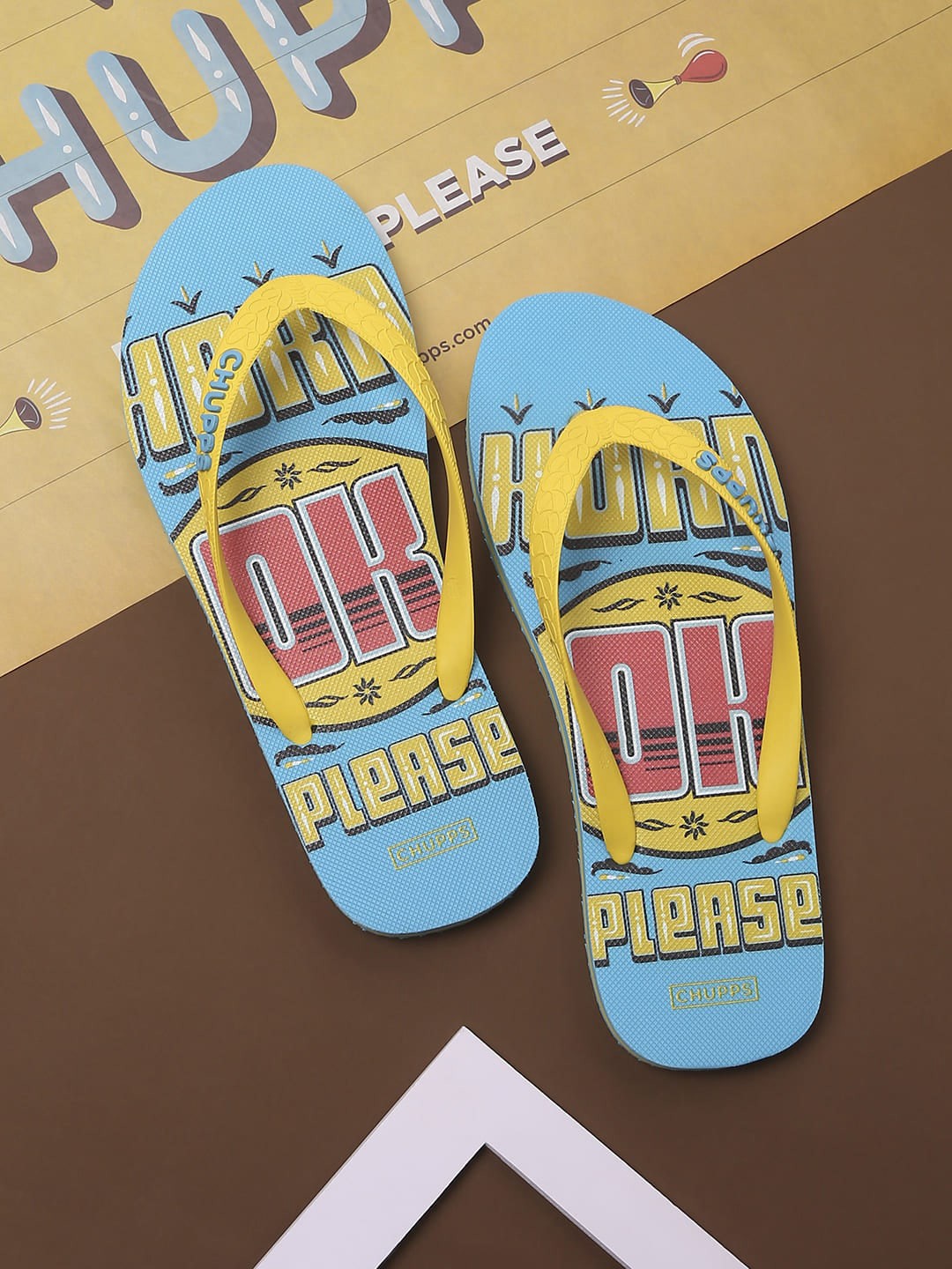 

CHUPPS Women Printed Rubber Thong Flip-Flops, Yellow