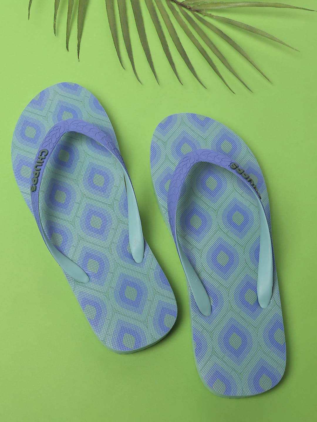 

CHUPPS Women Printed Rubber Thong Flip-Flops, Green