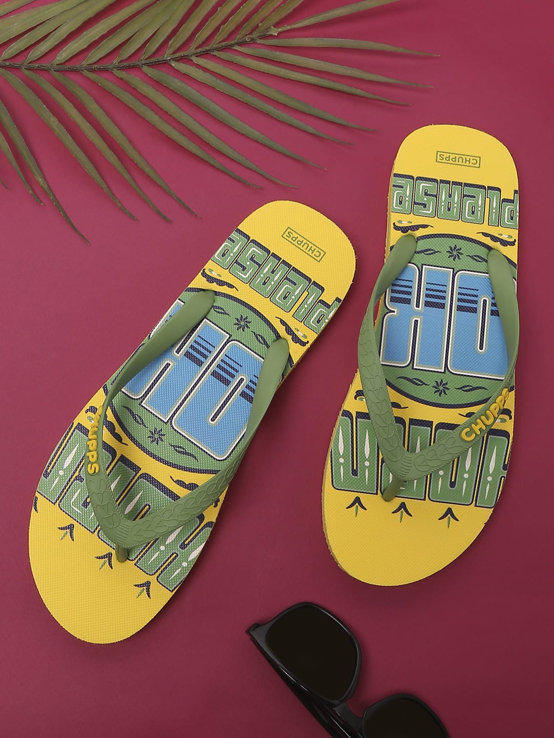 

CHUPPS Women Printed Rubber Thong Flip-Flops, Yellow