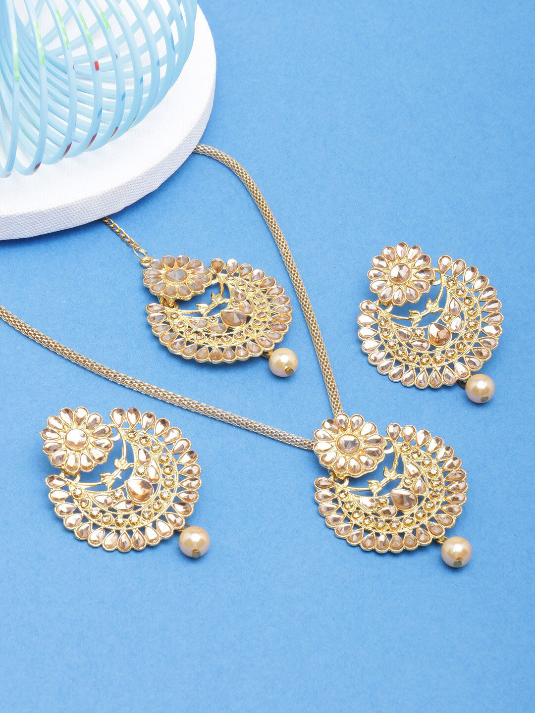 

DIVA WALK Gold-Plated Stones Studded Jewellery Set
