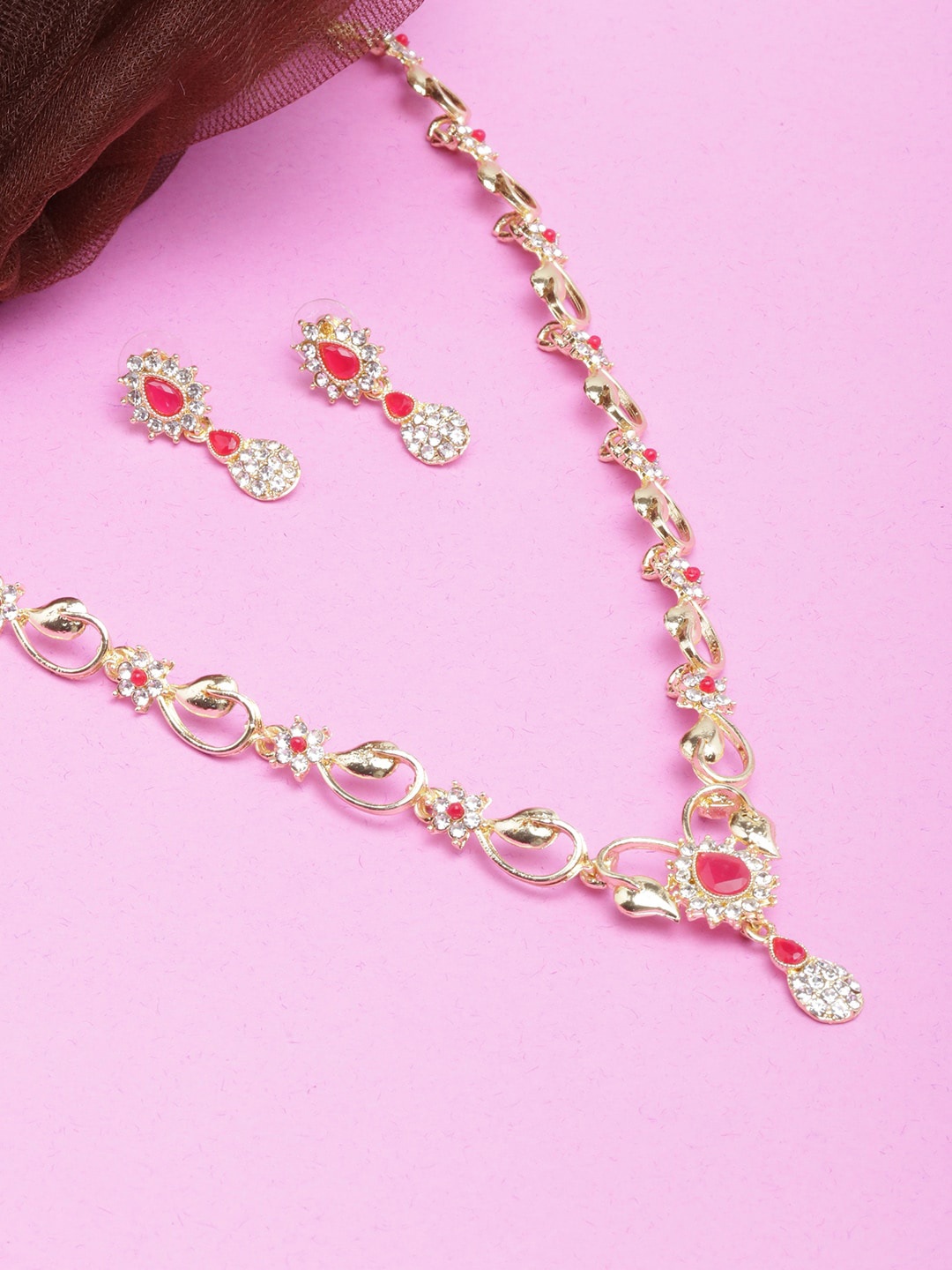 

DIVA WALK Gold-Plated Cubic Zirconia Studded Jewellery Set