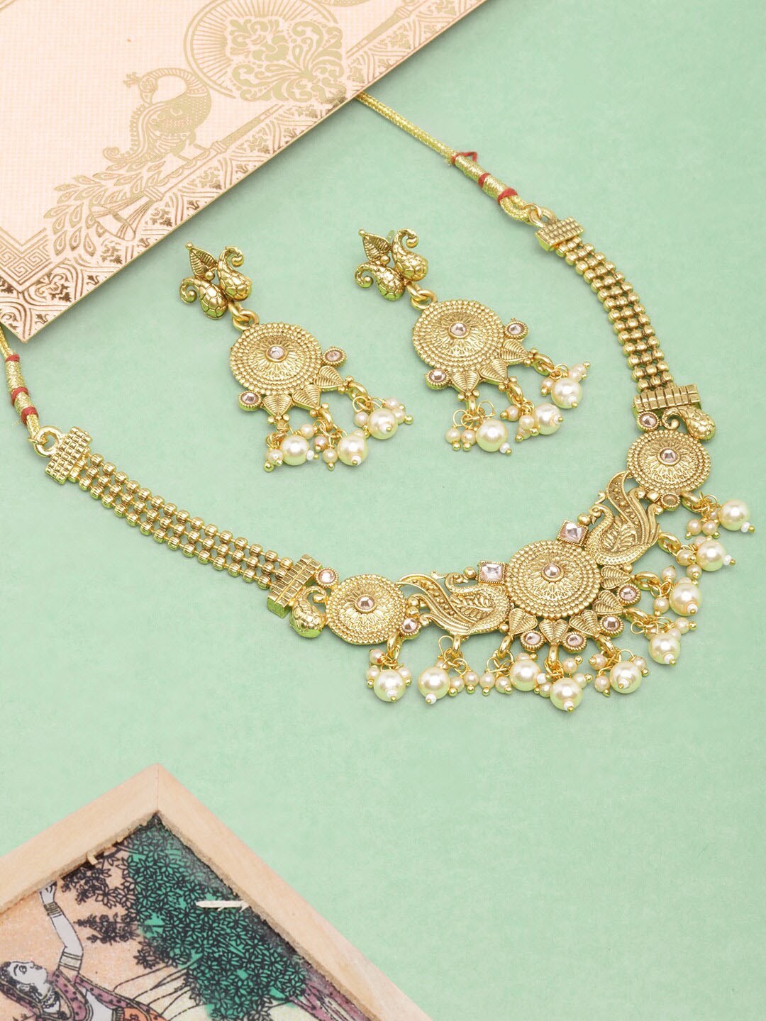 

DIVA WALK Gold-Plated Studded Jewellery Set, White