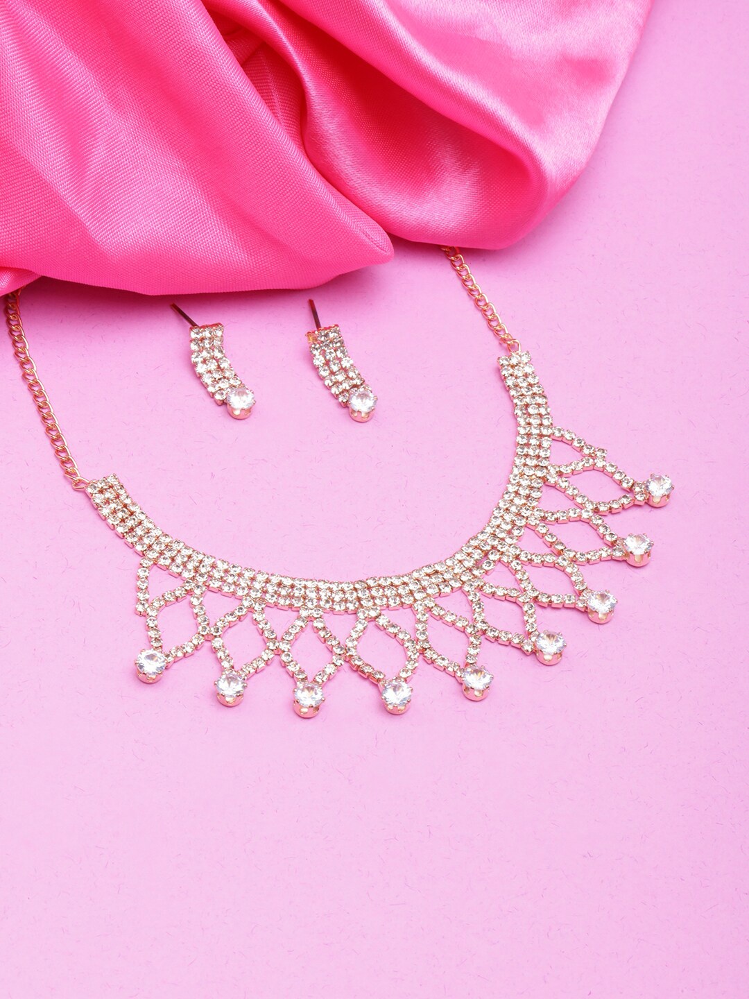 

DIVA WALK Gold-Plated Cubic Zirconia Studded Jewellery Set