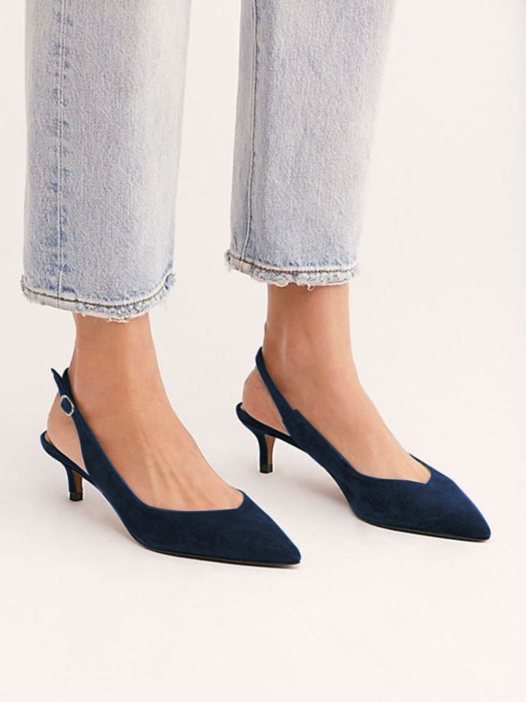 

Shoetopia Suede Kitten Pumps, Blue