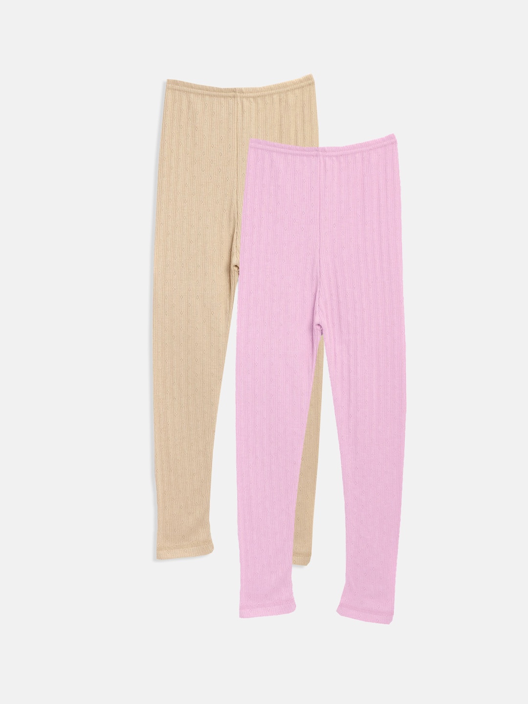 

Kanvin Girls Cotton Pack Of 2 Thermal Bottoms, Pink