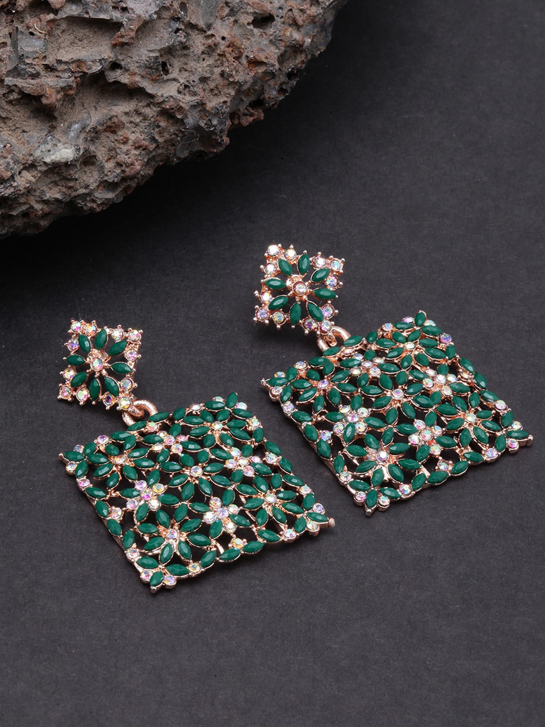

DIVA WALK Rose Gold Plated Square Drop Earrings