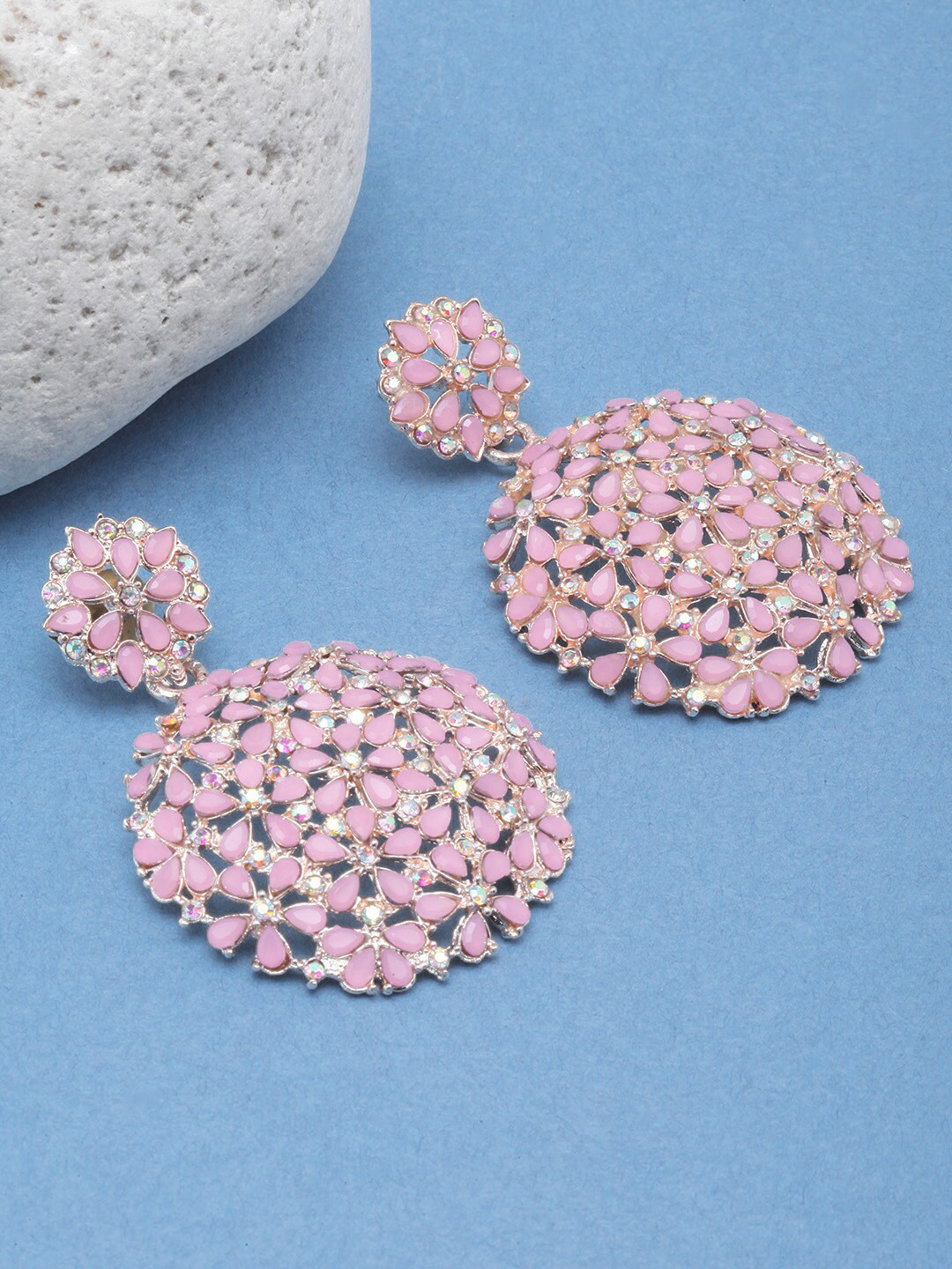 

DIVA WALK Silver-Plated Circular Drop Earrings