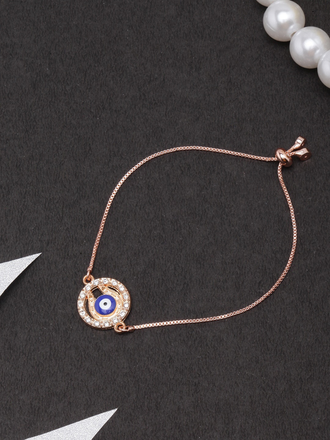 

DIVA WALK Women Rose Gold Brass Enamelled Rose Gold-Plated Charm Bracelet