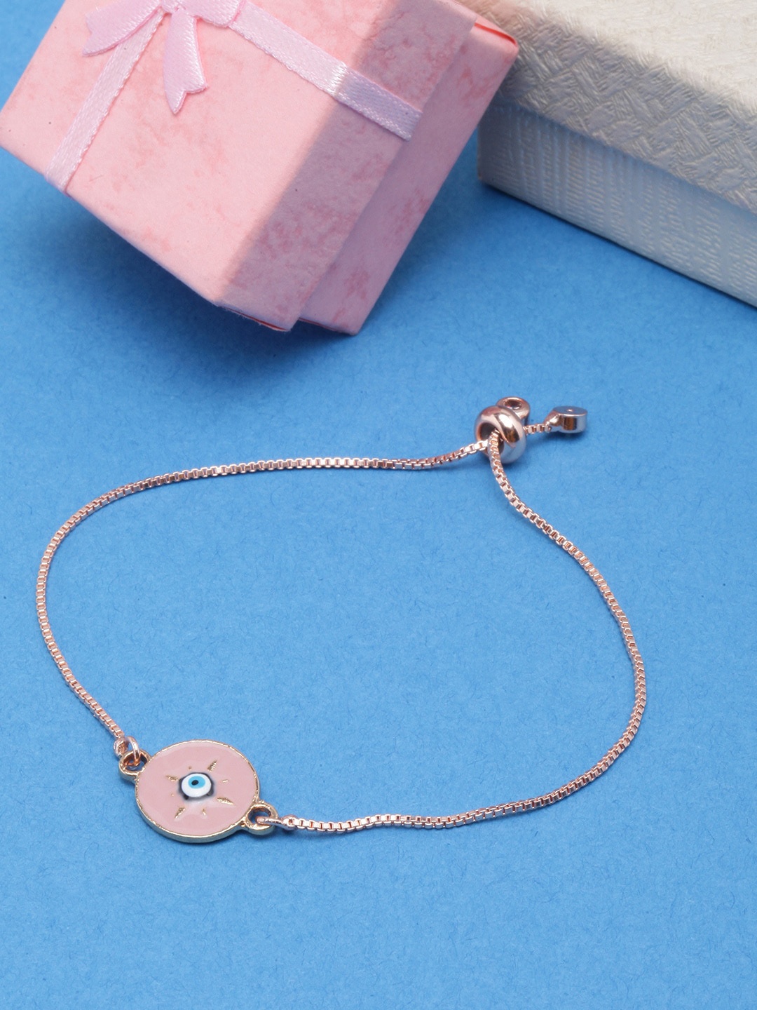 

DIVA WALK Women Rose Gold Plated Brass Enamelled Charm Bracelet