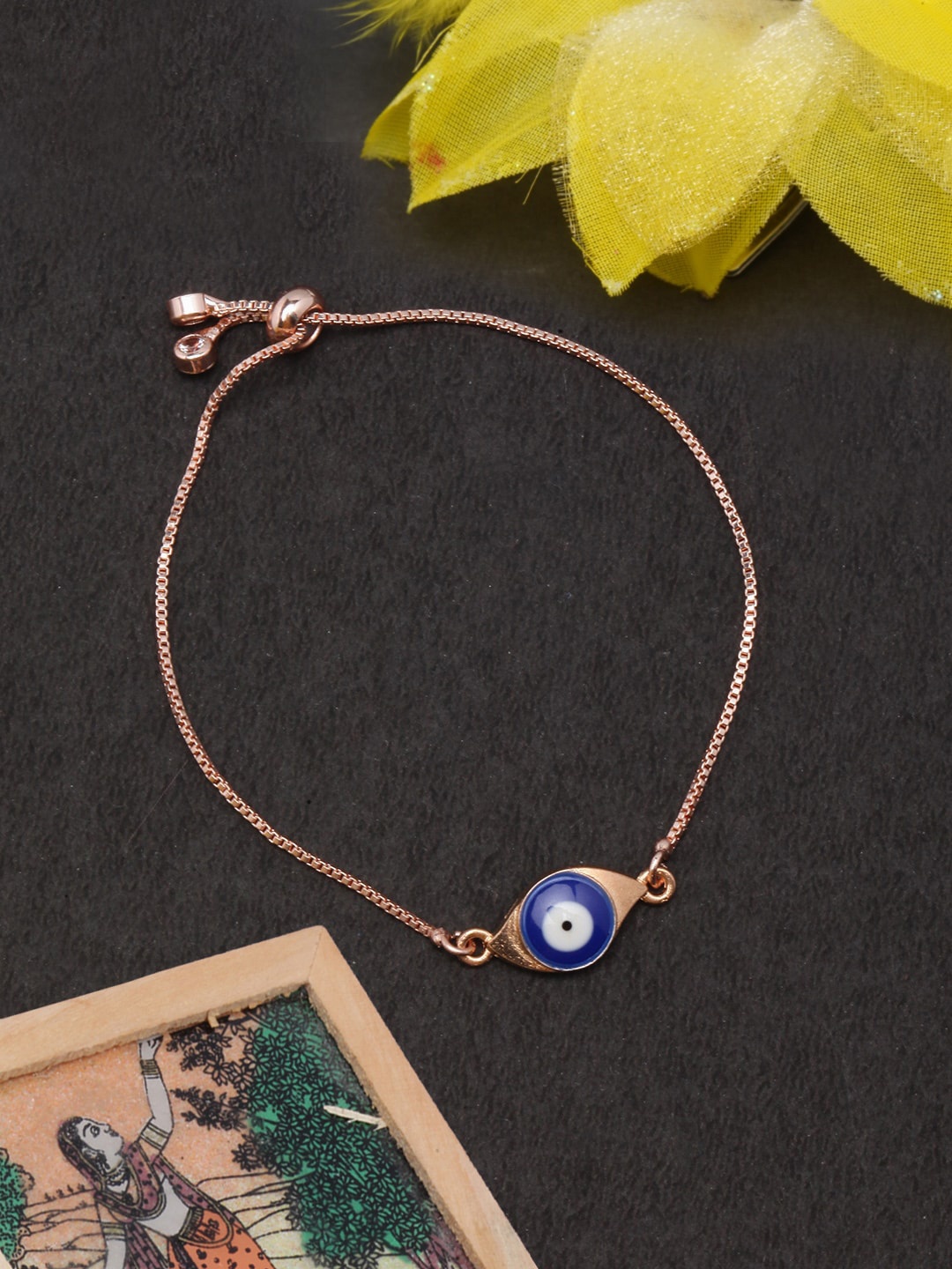 

DIVA WALK Women Rose Gold & Brass Enamelled Rose Gold-Plated Charm Bracelet