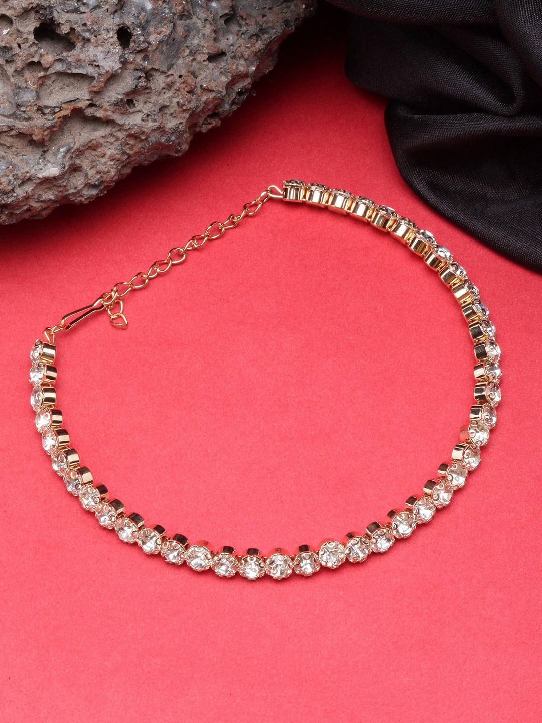 

DIVA WALK Gold-Plated Stone Studded Choker Necklace