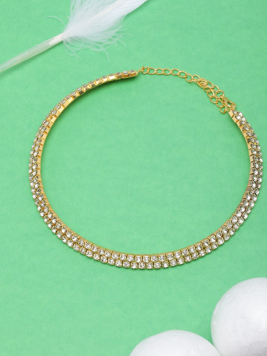 

DIVA WALK Gold-Plated Stone Studded Choker Necklace