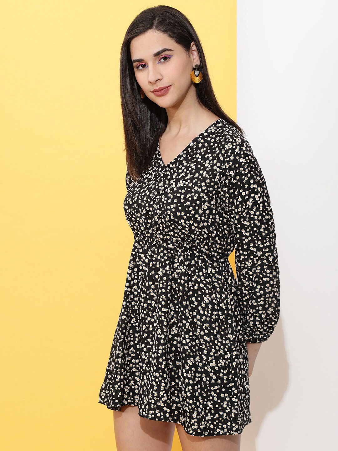 

Freehand by The Indian Garage Co Animal Printed Fit Flare Mini Dress, Black