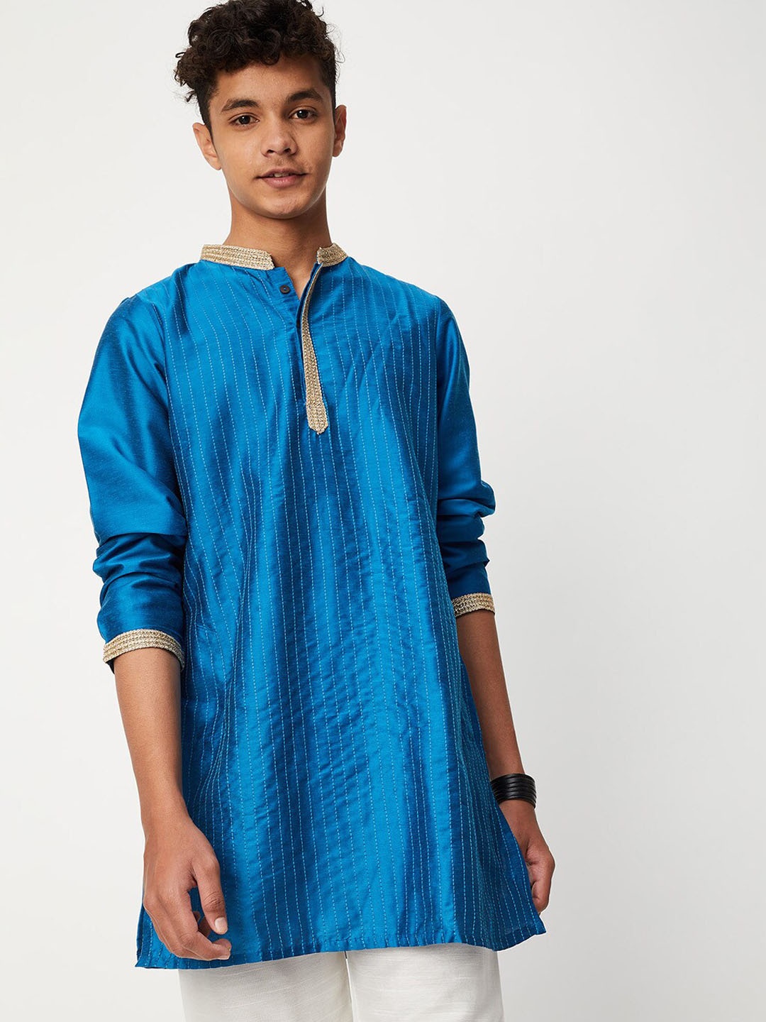 

max Boys Striped Kurta, Blue