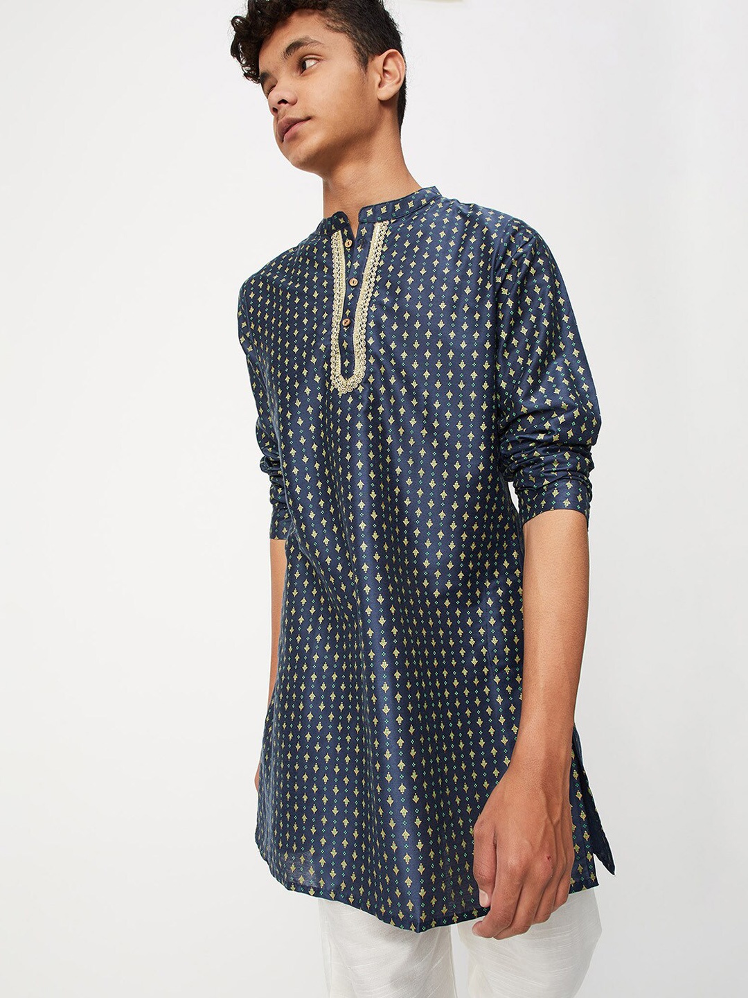 

max Ethnic Motifs Printed Kurta, Blue