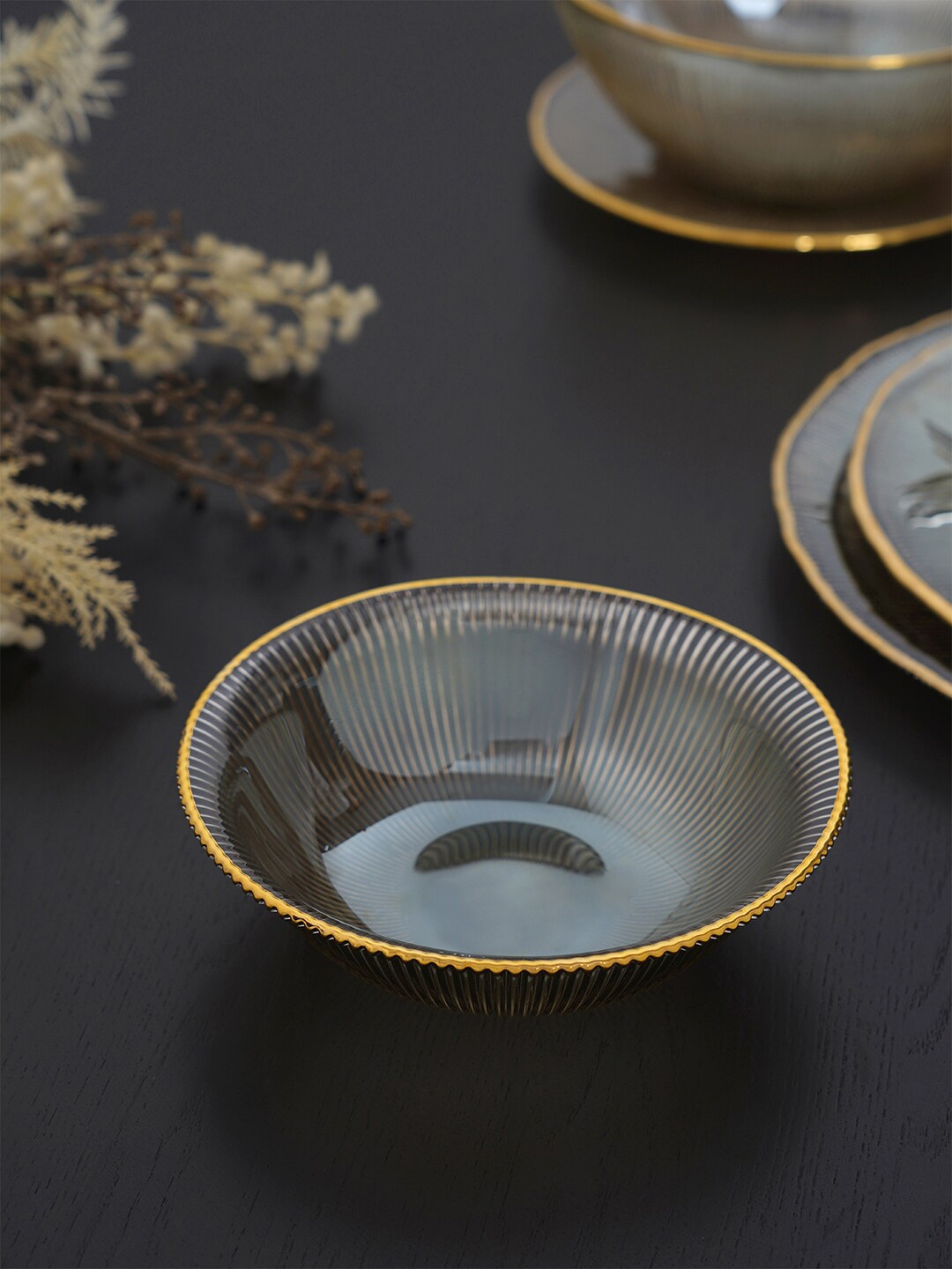

Pure Home and Living Gold-Toned Textured Serving Bowl
