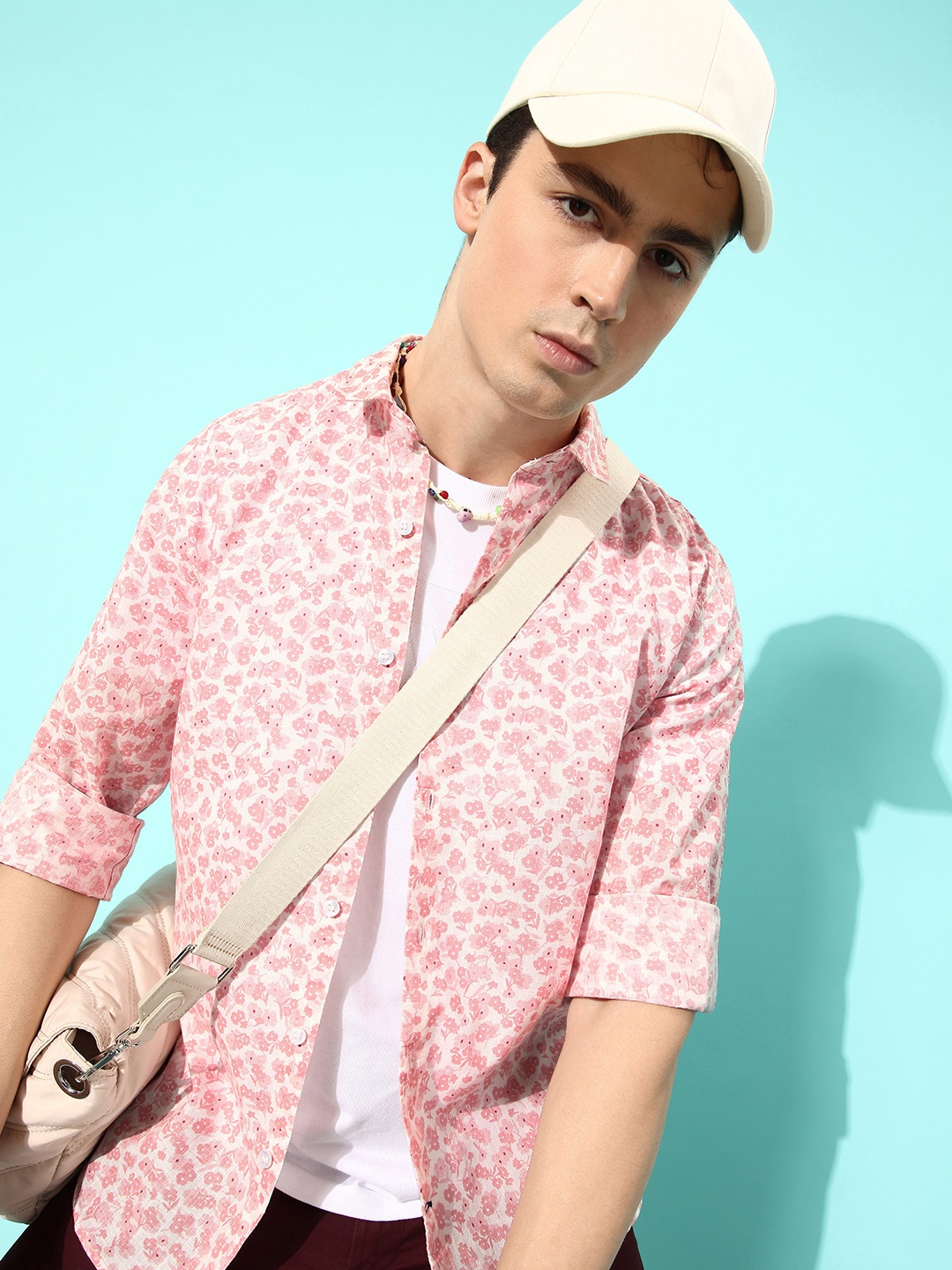 

Mast & Harbour Men Pure Cotton Floral Printed Casual Shirt, White