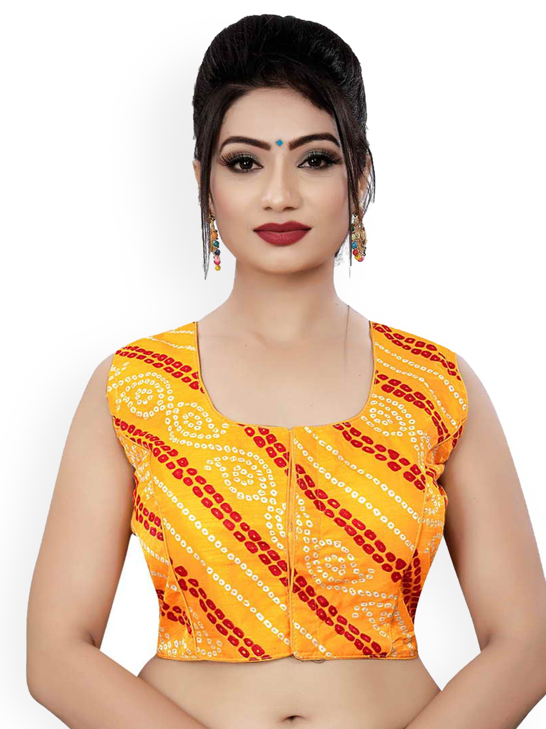 

HIMRISE Printed Cotton Saree Blouse, Yellow