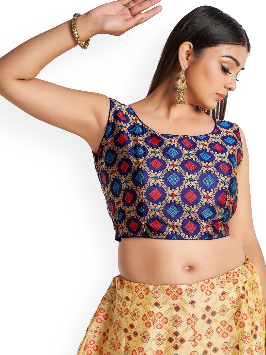 

HIMRISE Plus Size Woven Design Cotton Saree Blouse, Purple