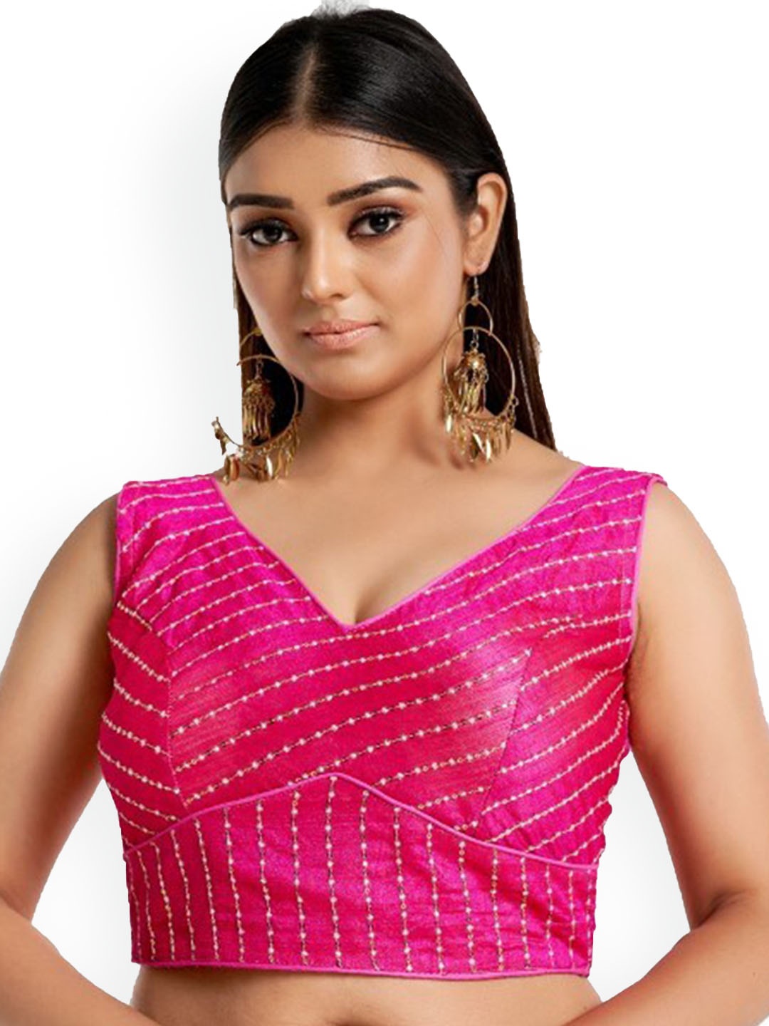 

HIMRISE Embroidered Cotton Saree Blouse, Pink