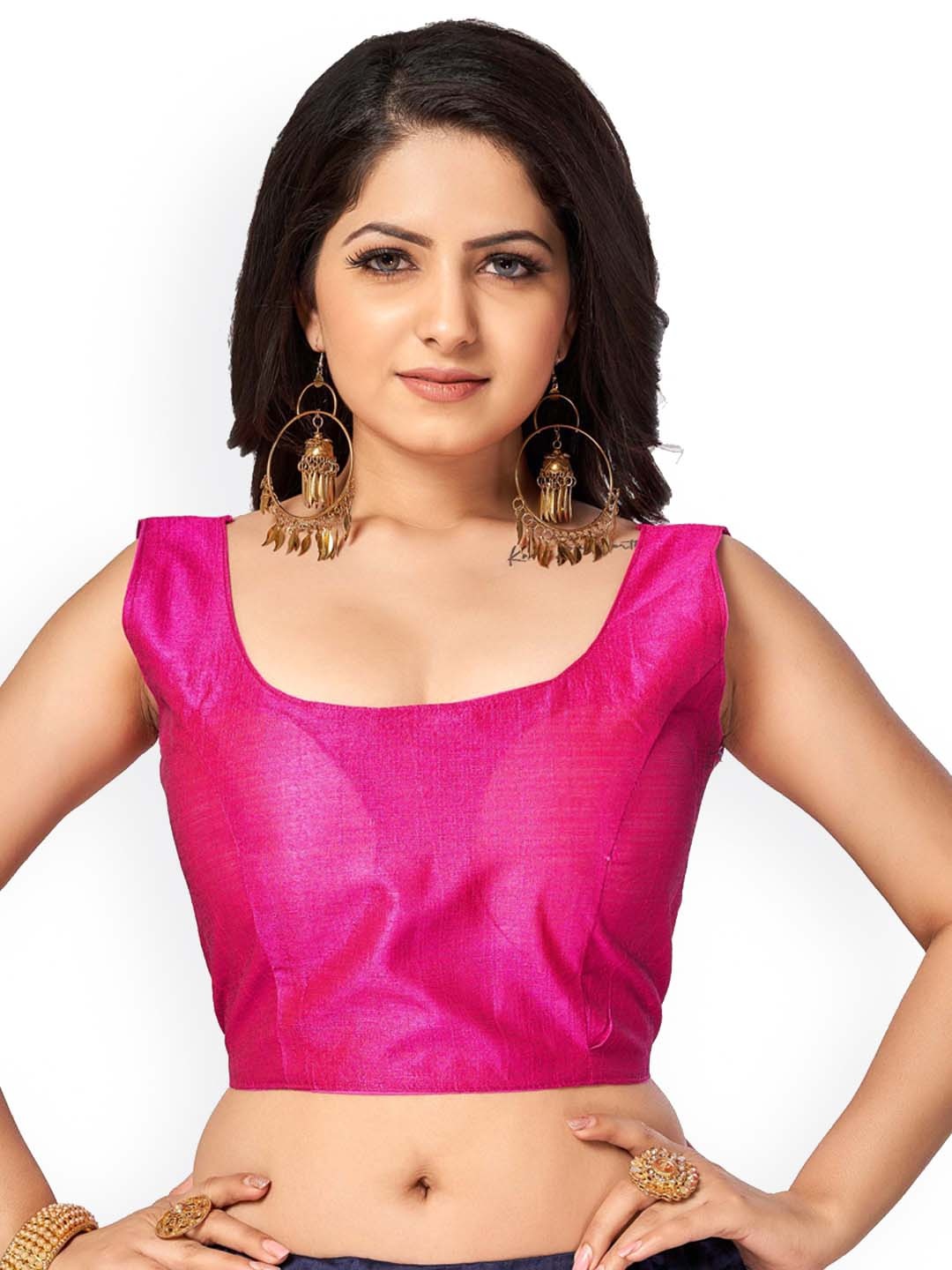 

HIMRISE Brocade Sleeveless Saree Blouse, Pink