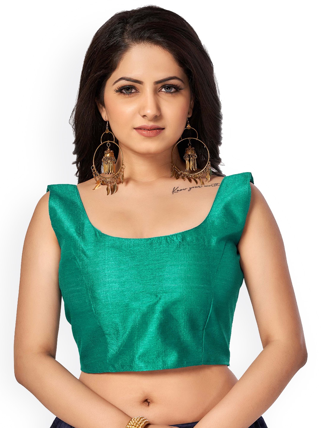

HIMRISE Plus Size Brocade Saree Blouse, Blue