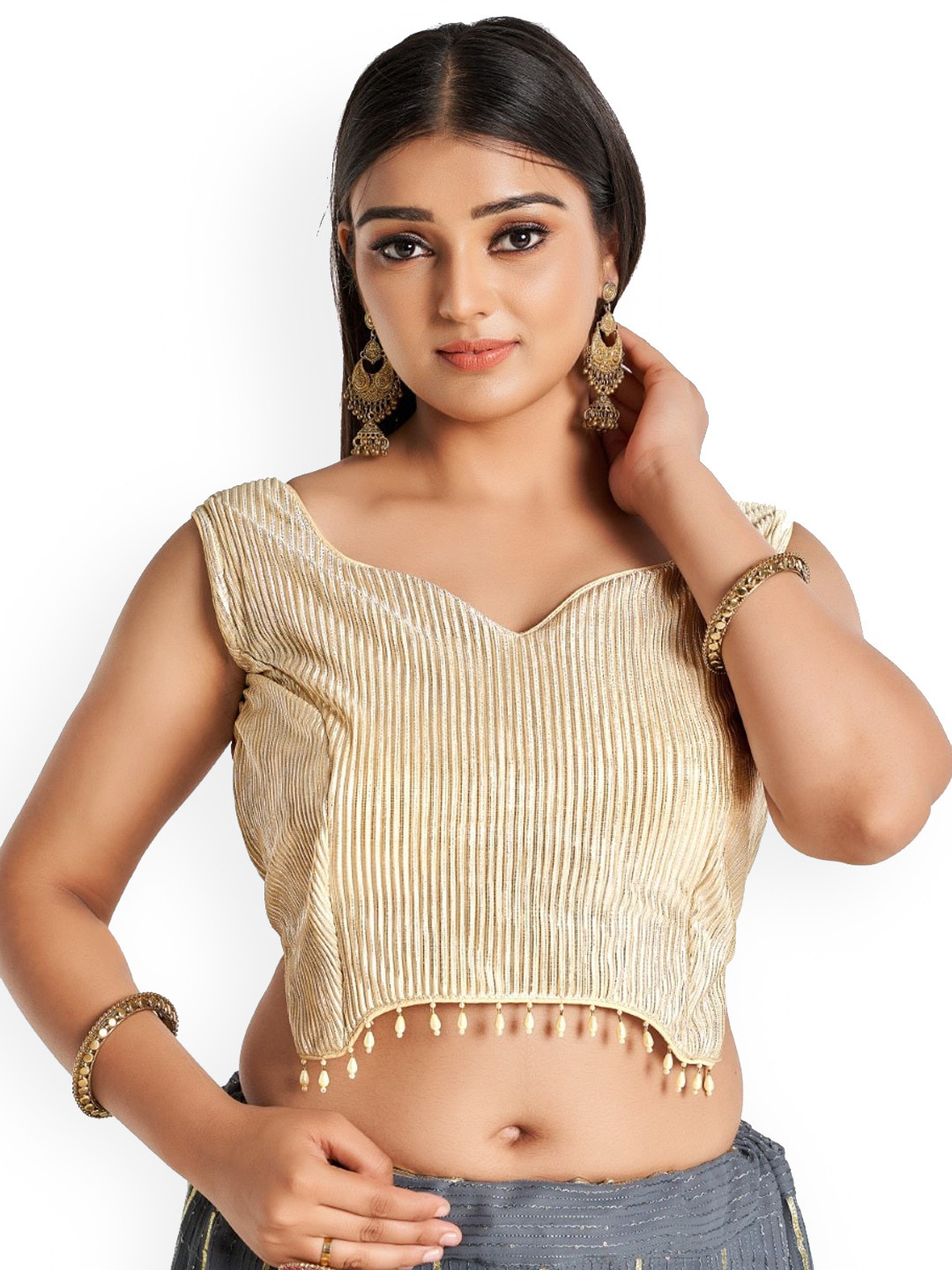 

HIMRISE Plus Size Silk Saree Blouse, Gold